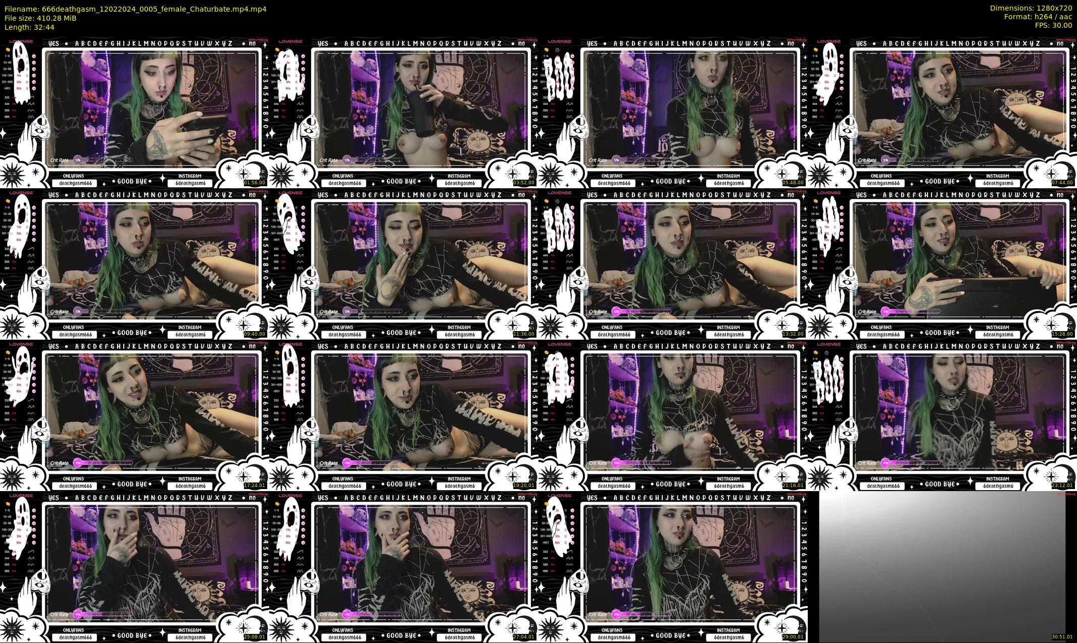 666deathgasm — 33 minute Chaturbate female cam show recording, 720p, Feb 12, 2024