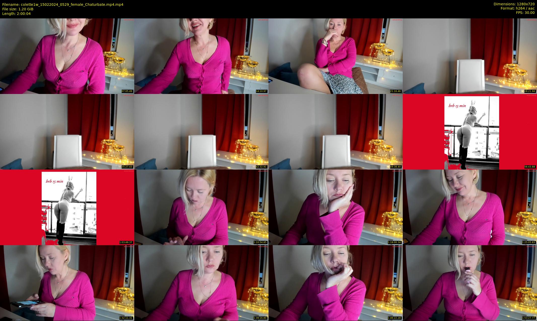 colette1w — 121 minute Chaturbate female cam show recording, 720p, Feb 15, 2024