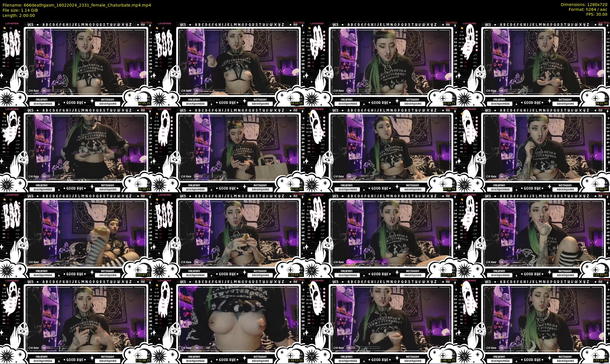 666deathgasm — 120 minute Chaturbate female cam show recording, 720p, Feb 16, 2024