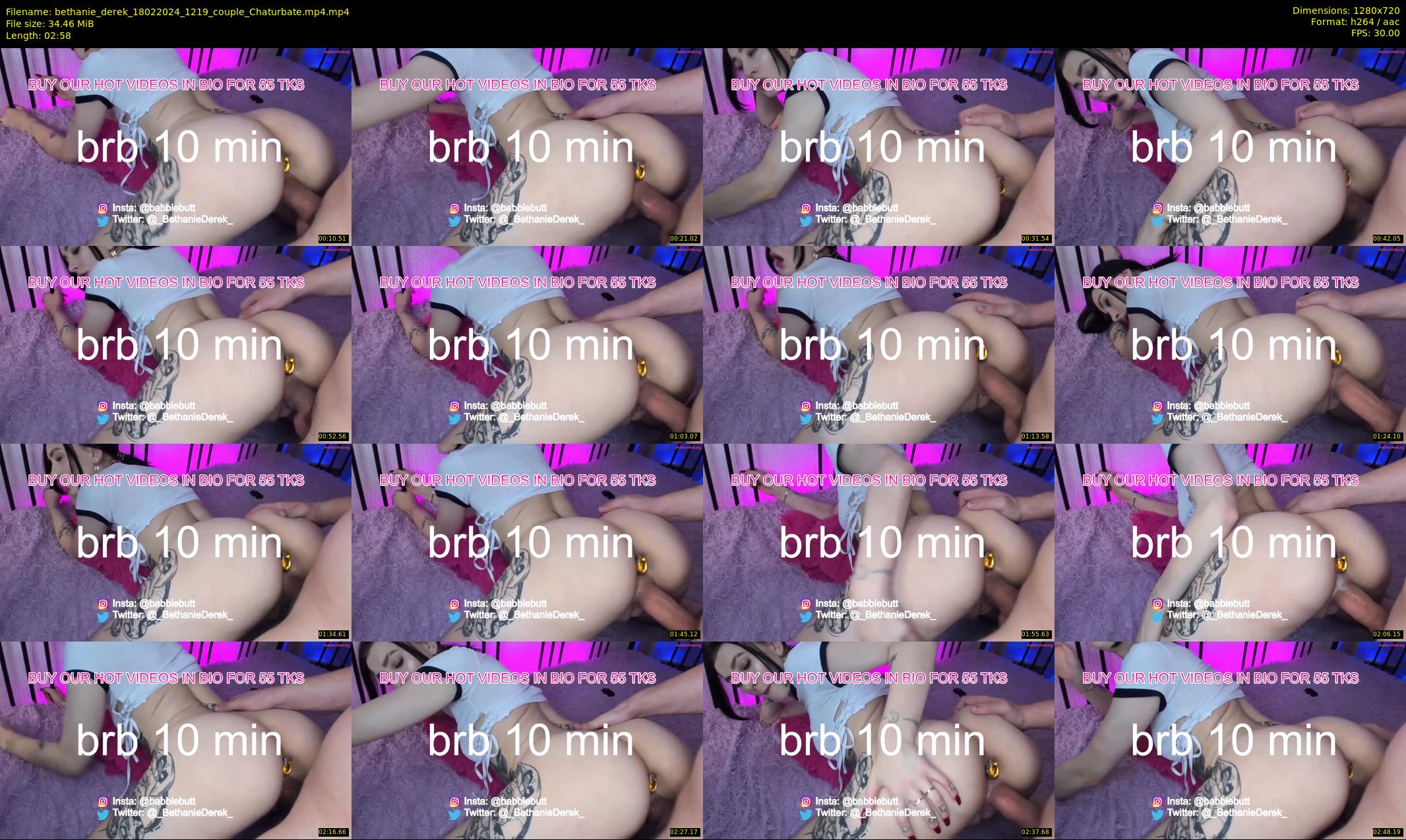 bethanie_derek — 3 minute Chaturbate couple cam show recording, 720p, Feb 18, 2024
