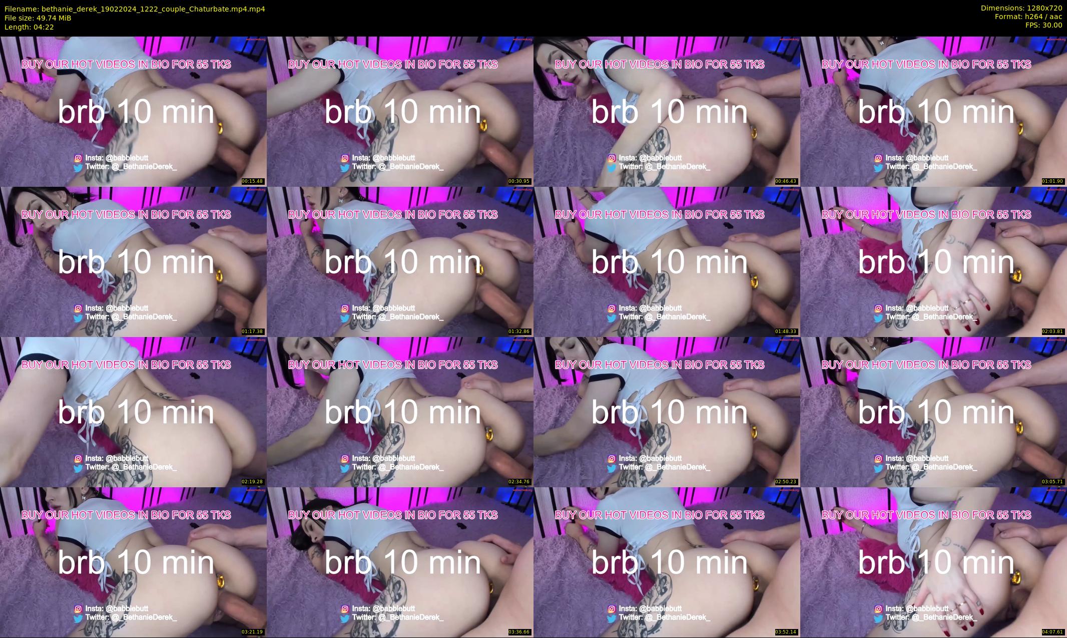 bethanie_derek — 5 minute Chaturbate couple cam show recording, 720p, Feb 19, 2024
