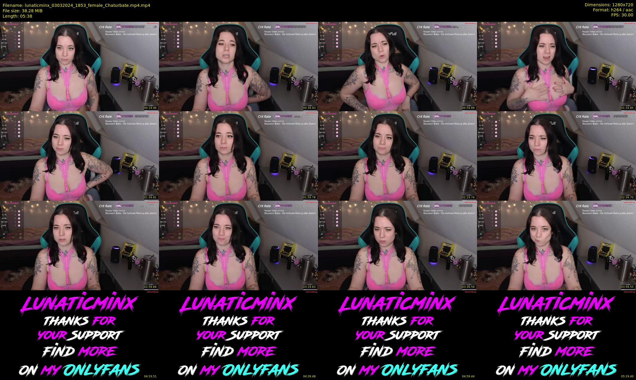 lunaticminx — 6 minute Chaturbate female cam show recording, 720p, Mar 3, 2024