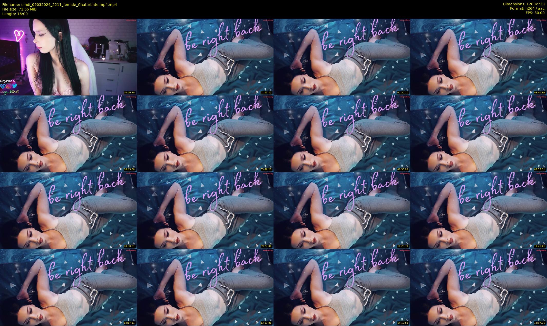 uindi — 16 minute Chaturbate female cam show recording, 720p, Mar 9, 2024