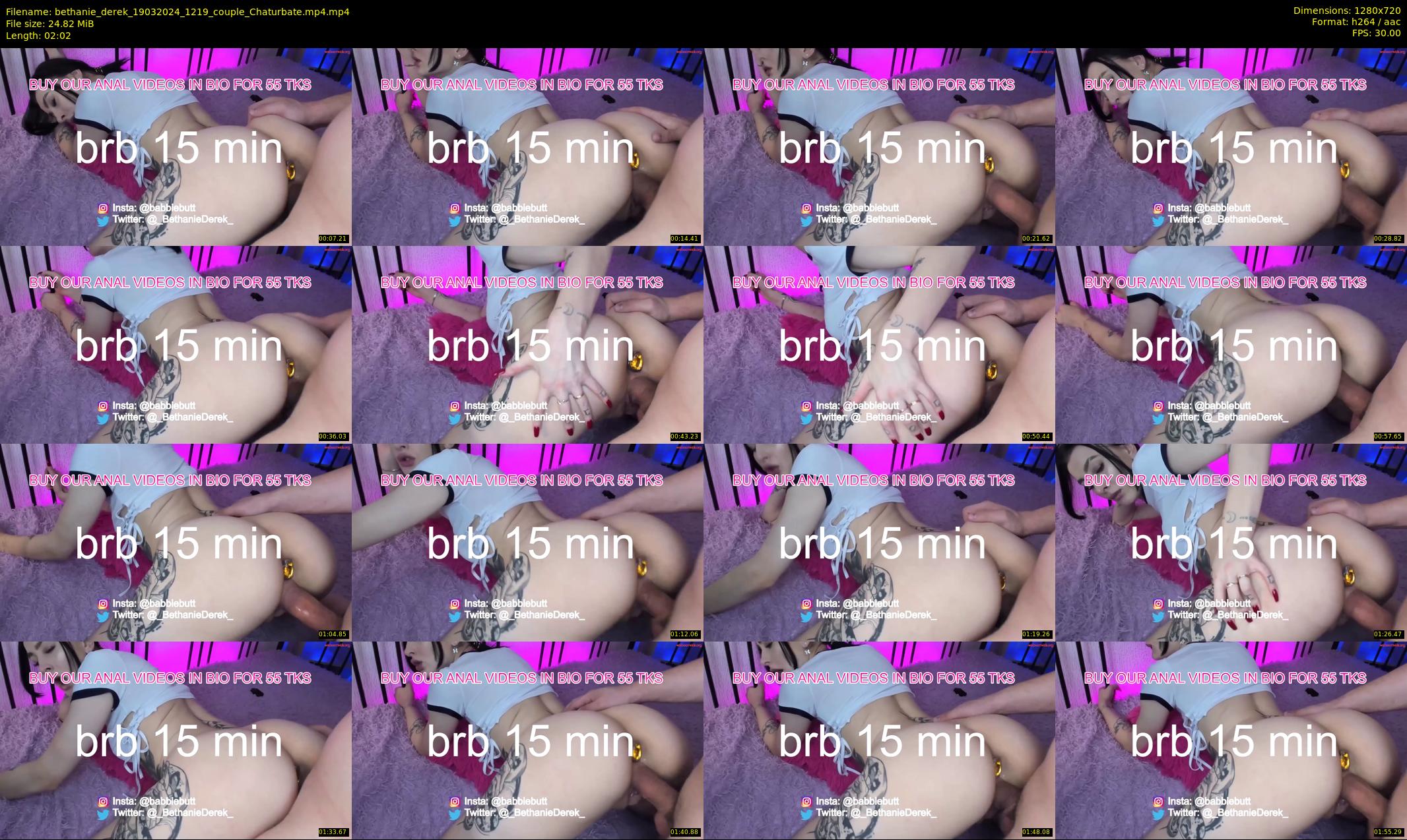 bethanie_derek — 3 minute Chaturbate couple cam show recording, 720p, Mar 19, 2024