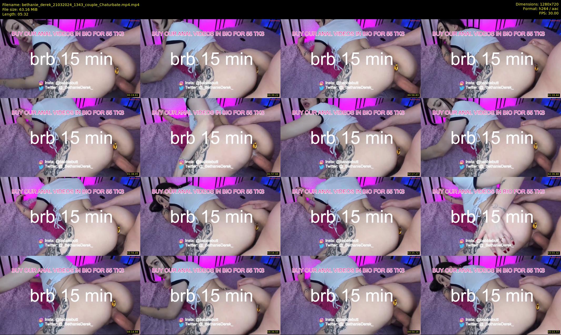 bethanie_derek — 6 minute Chaturbate couple cam show recording, 720p, Mar 21, 2024