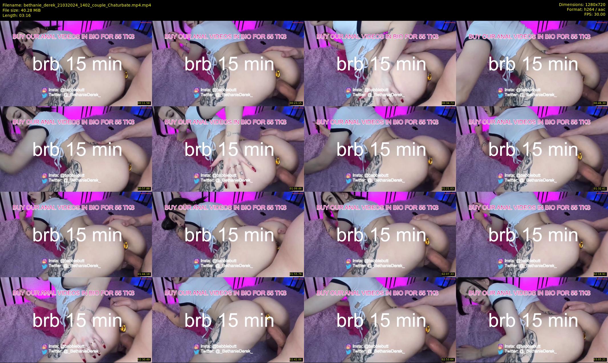 bethanie_derek — 4 minute Chaturbate couple cam show recording, 720p, Mar 21, 2024
