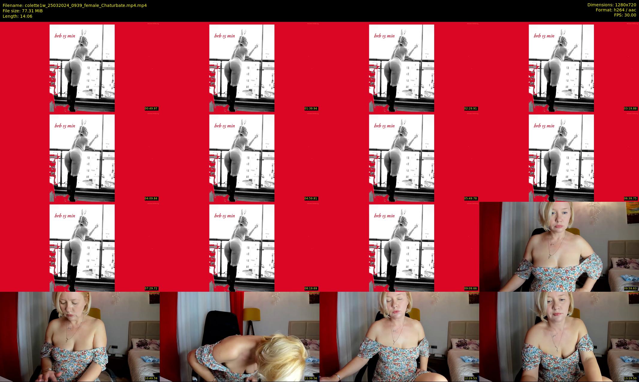 colette1w — 15 minute Chaturbate female cam show recording, 720p, Mar 25, 2024