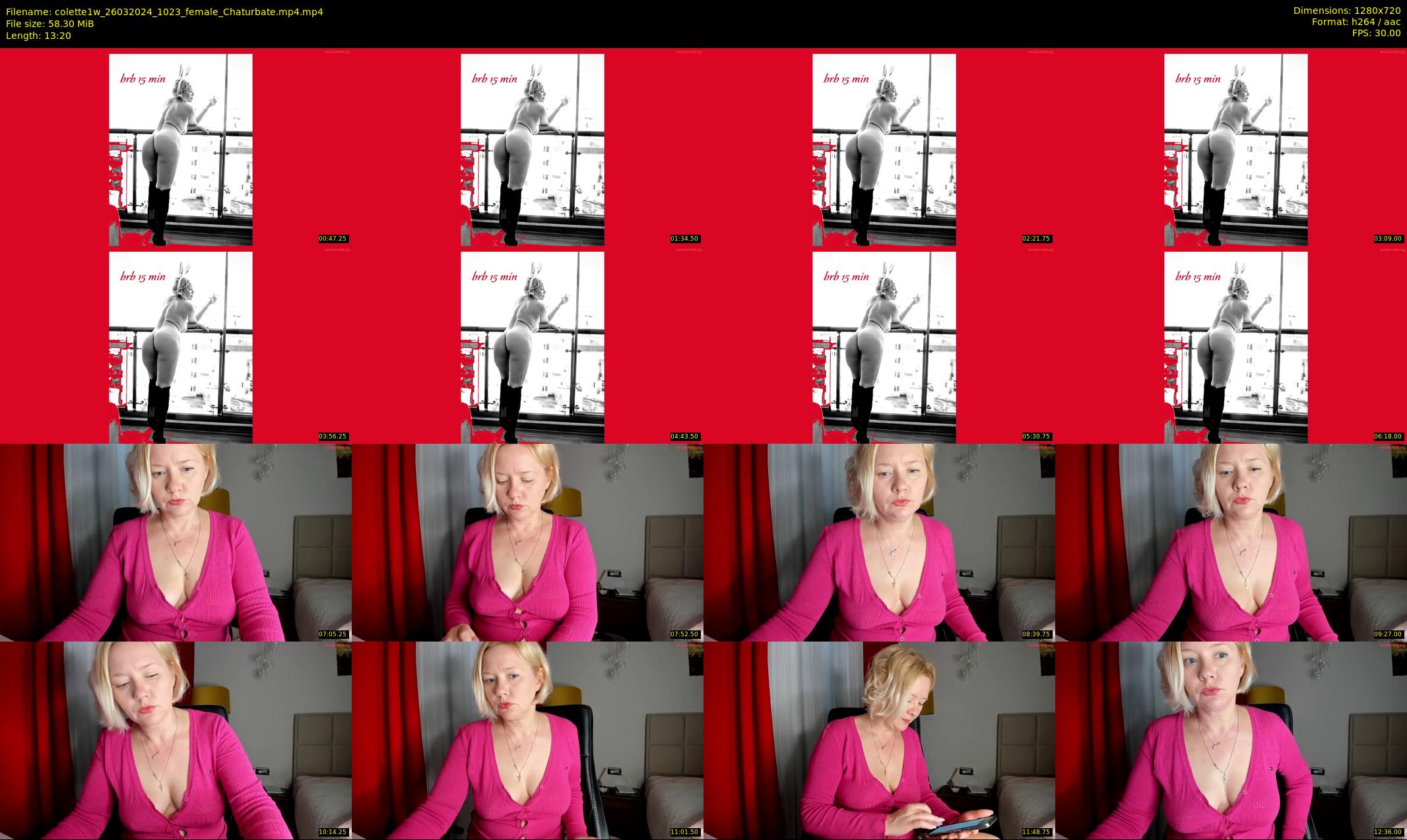 colette1w — 14 minute Chaturbate female cam show recording, 720p, Mar 26, 2024