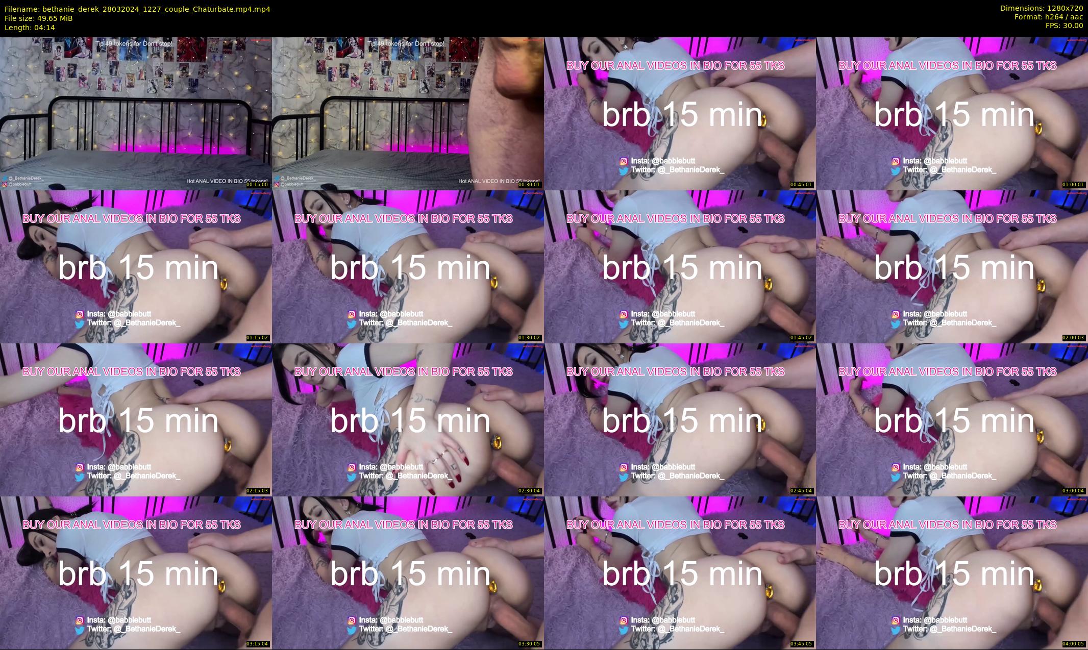 bethanie_derek — 5 minute Chaturbate couple cam show recording, 720p, Mar 28, 2024