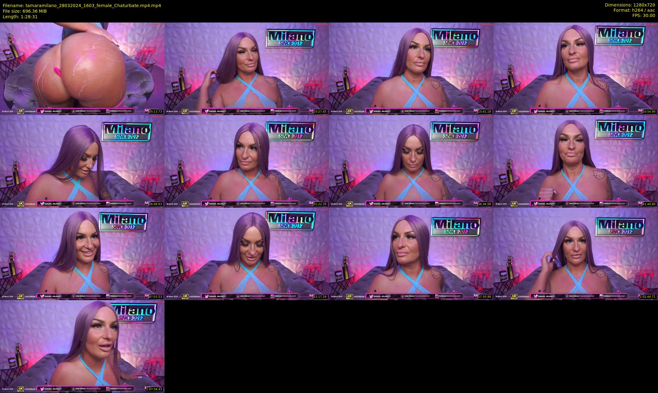 tamaramilano — 89 minute Chaturbate female cam show recording, 720p, Mar 28, 2024