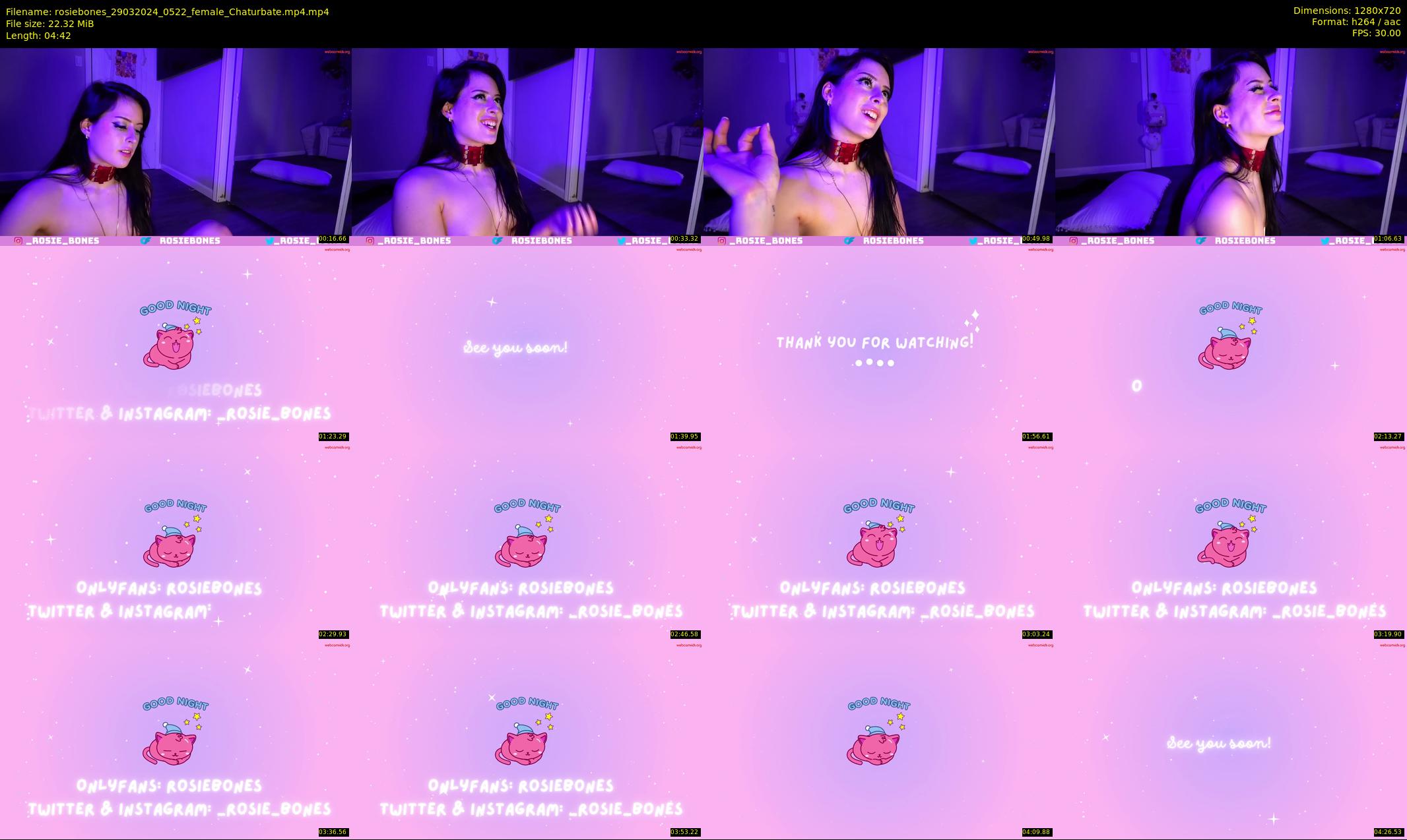 rosiebones — 5 minute Chaturbate female cam show recording, 720p, Mar 29, 2024