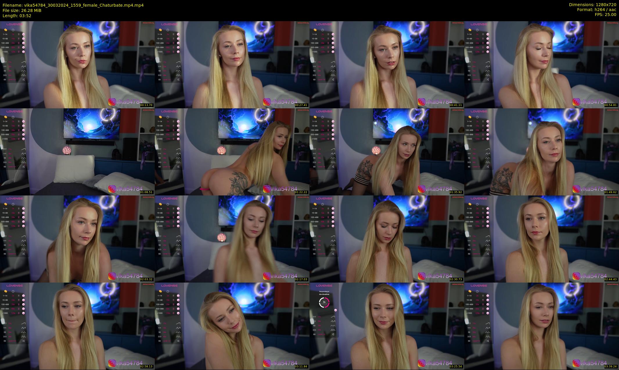 vika54784 — 4 minute Chaturbate female cam show recording, 720p, Mar 30, 2024