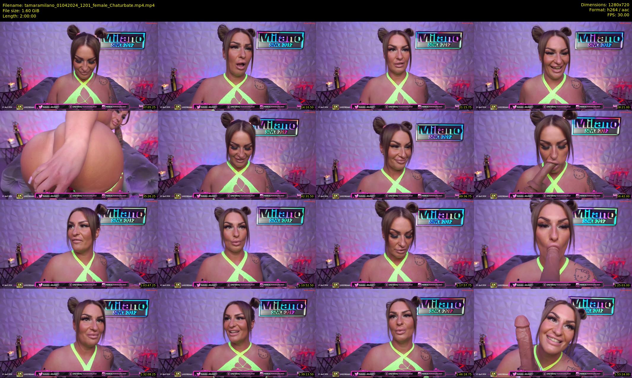 tamaramilano — 120 minute Chaturbate female cam show recording, 720p, Apr 1, 2024