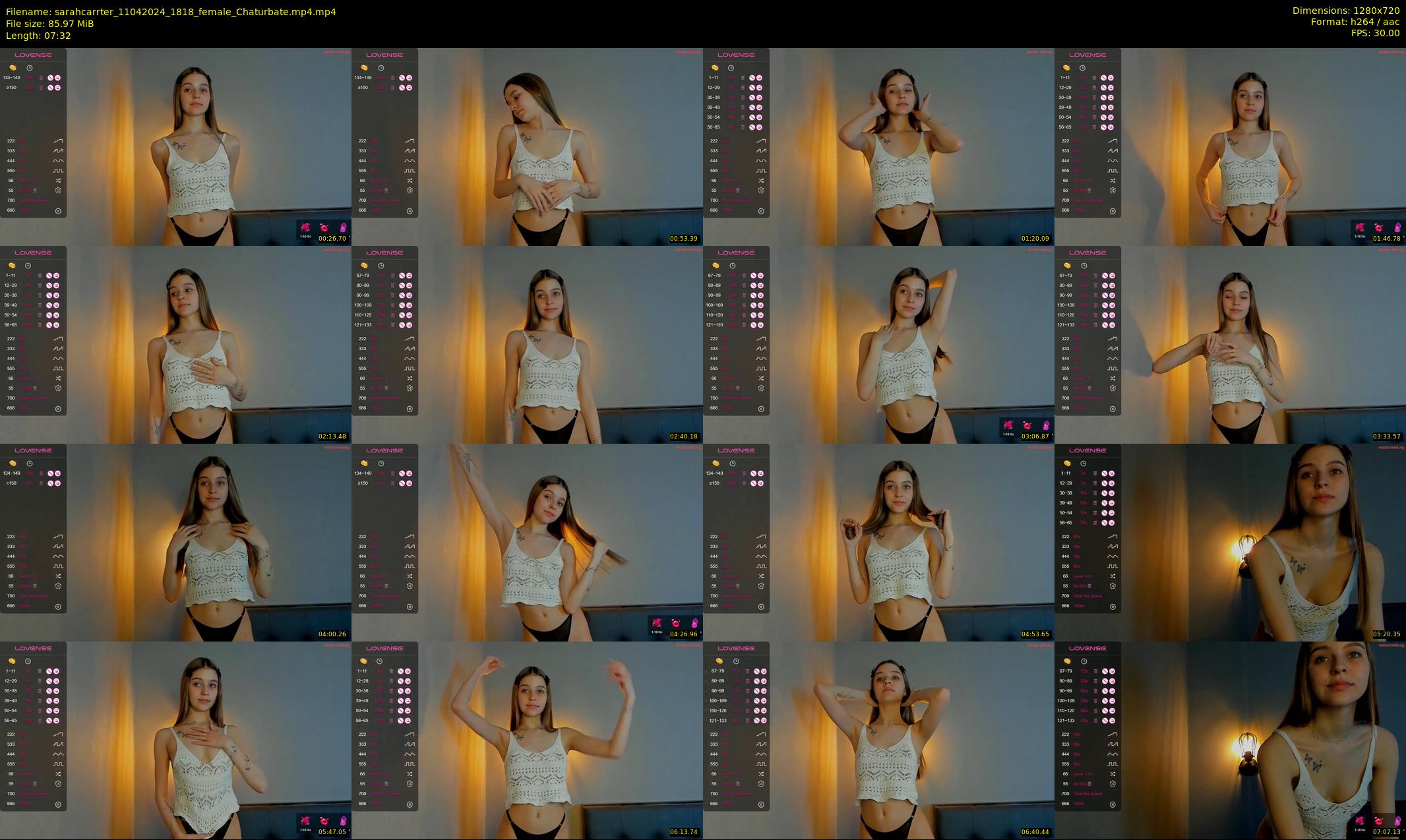 sarahcarrter — 8 minute Chaturbate female cam show recording, 720p, Apr 11, 2024