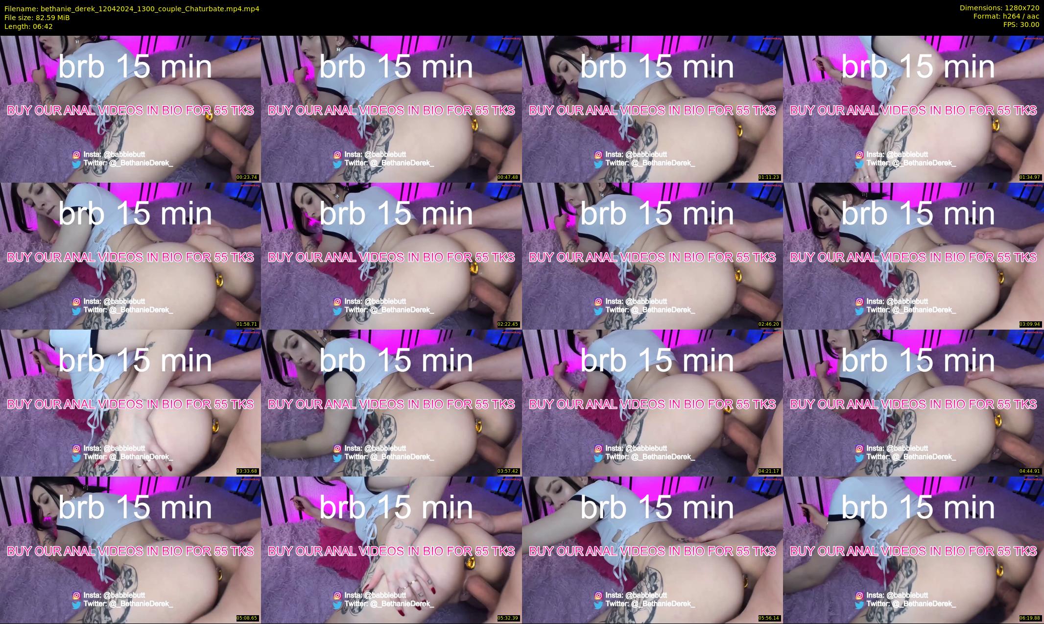 bethanie_derek — 7 minute Chaturbate couple cam show recording, 720p, Apr 12, 2024