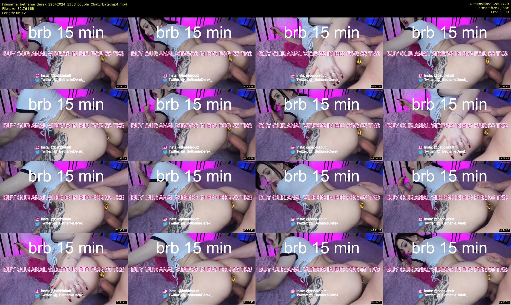 bethanie_derek — 7 minute Chaturbate couple cam show recording, 720p, Apr 12, 2024