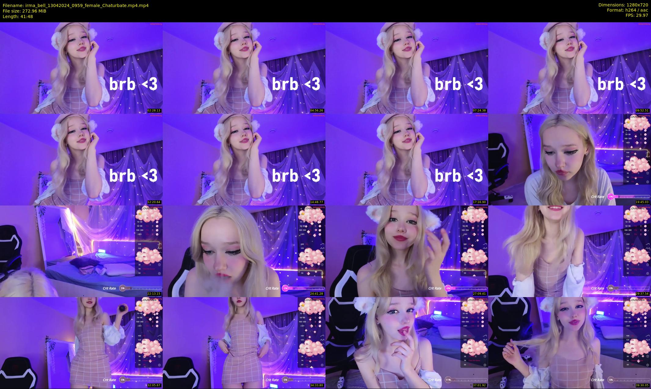 irma_bell — 42 minute Chaturbate female cam show recording, 720p, Apr 13, 2024