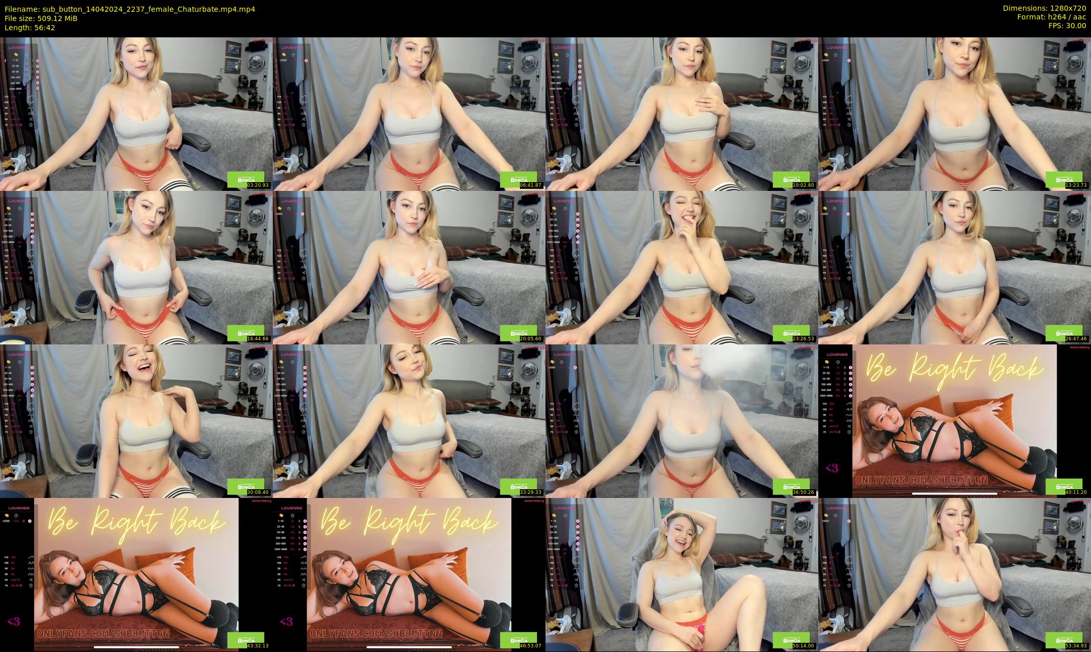 sub_button — 57 minute Chaturbate female cam show recording, 720p, Apr 14, 2024