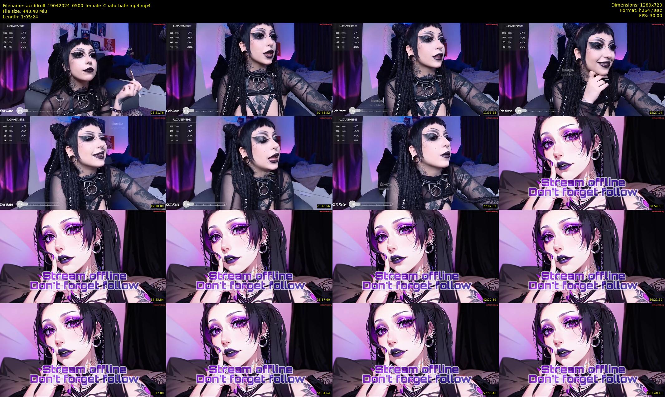 aciddroll — 66 minute Chaturbate female cam show recording, 720p, Apr 19, 2024