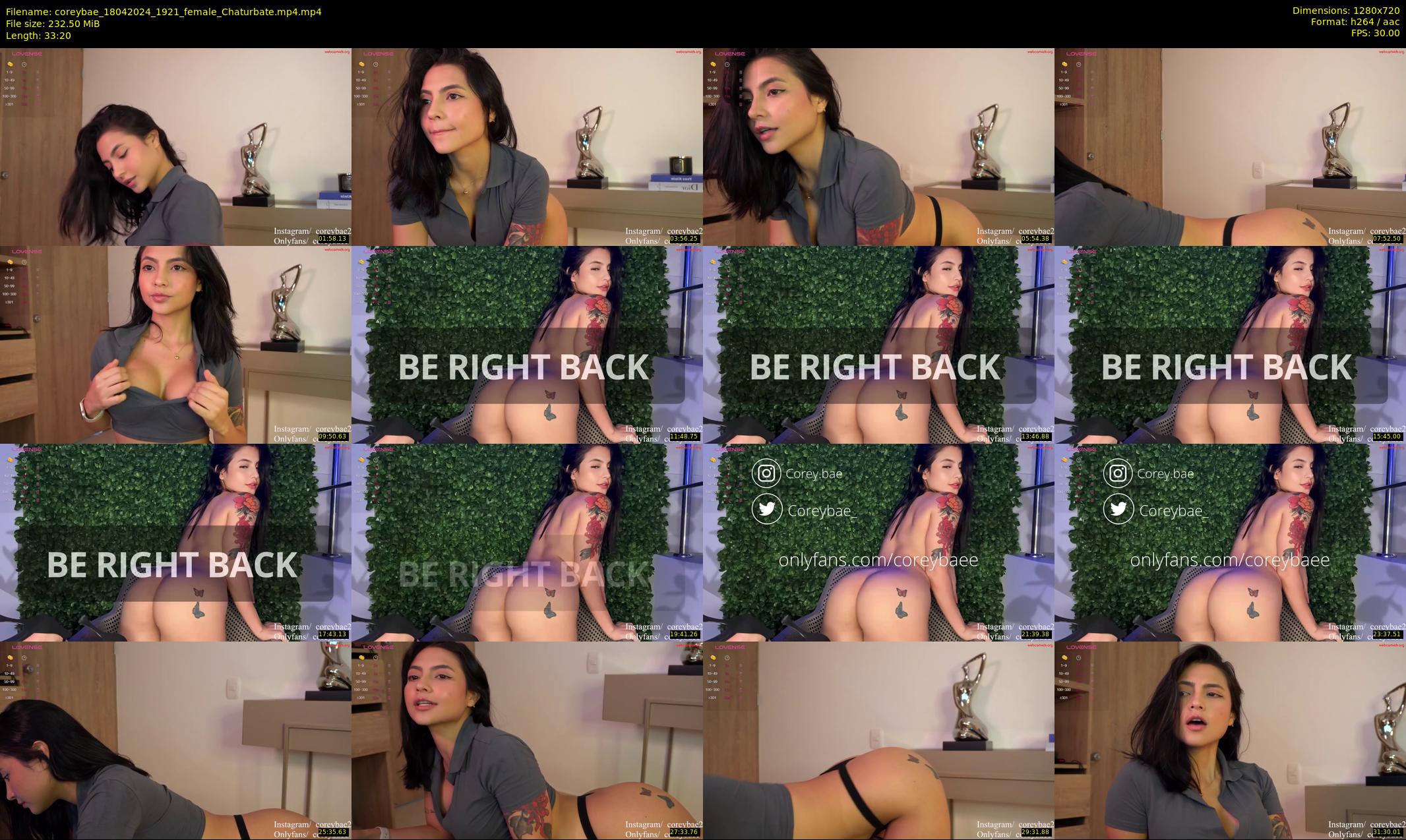 coreybae — 34 minute Chaturbate female cam show recording, 720p, Apr 18, 2024