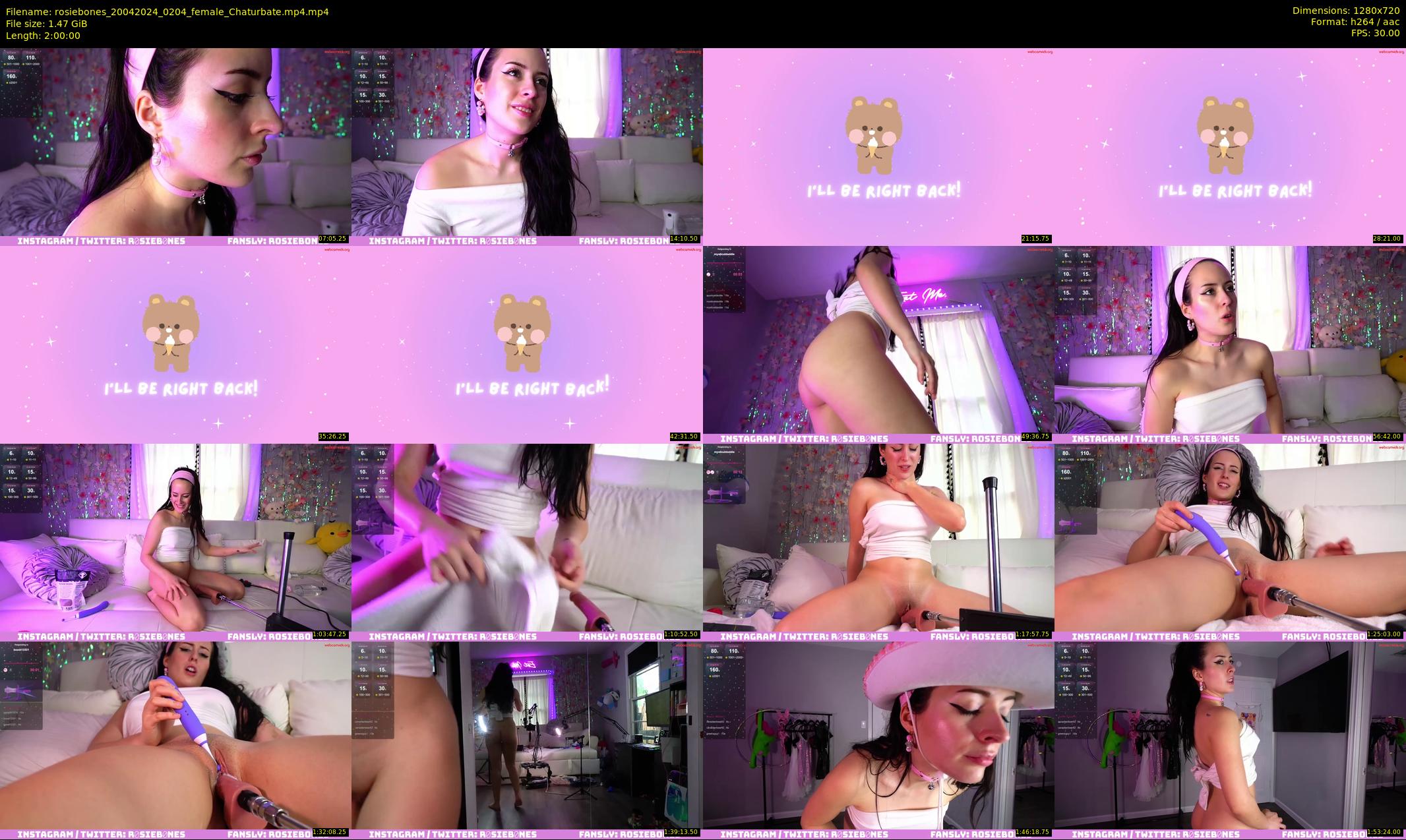rosiebones — 120 minute Chaturbate female cam show recording, 720p, Apr 20, 2024