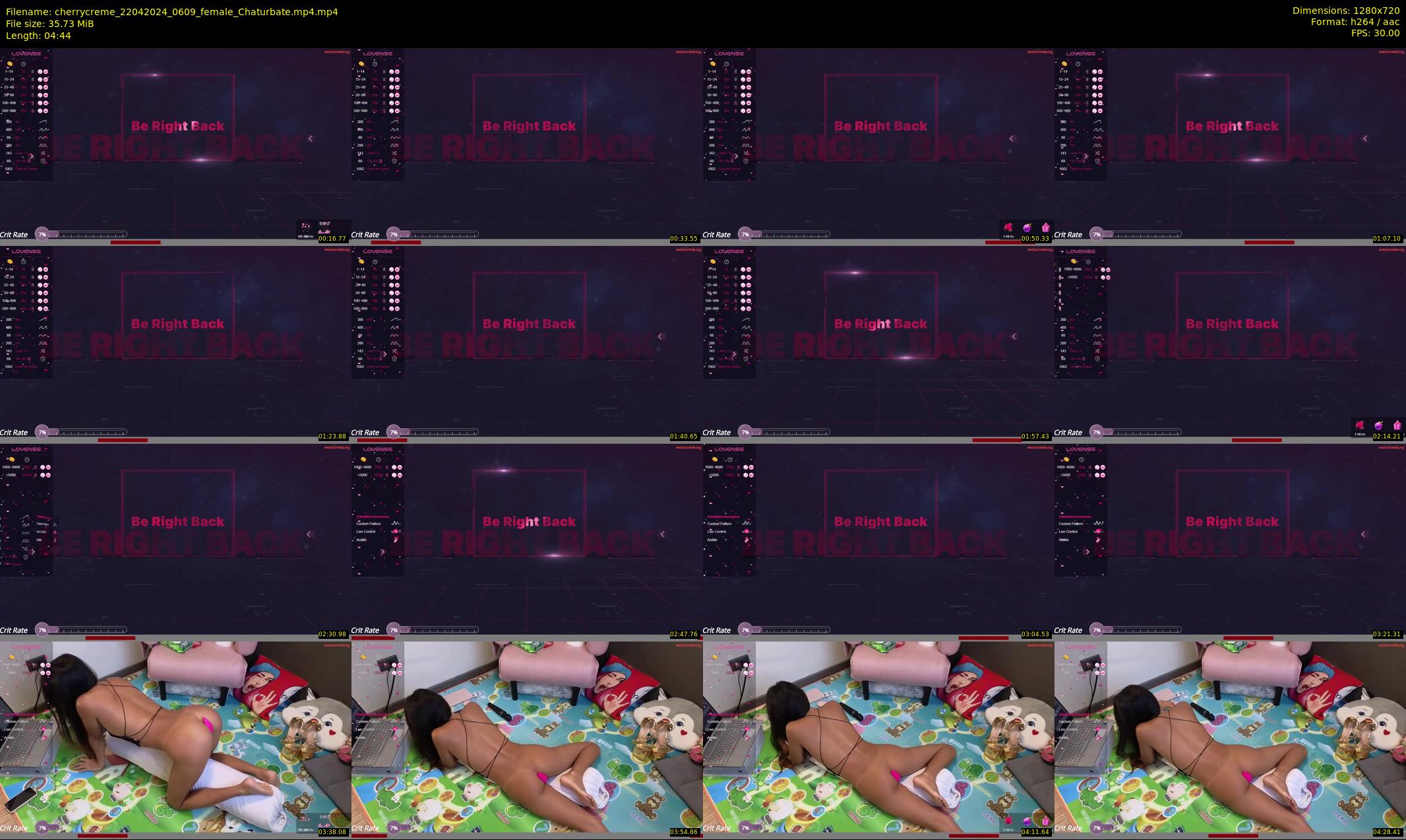 cherrycreme — 5 minute Chaturbate female cam show recording, 720p, Apr 22, 2024
