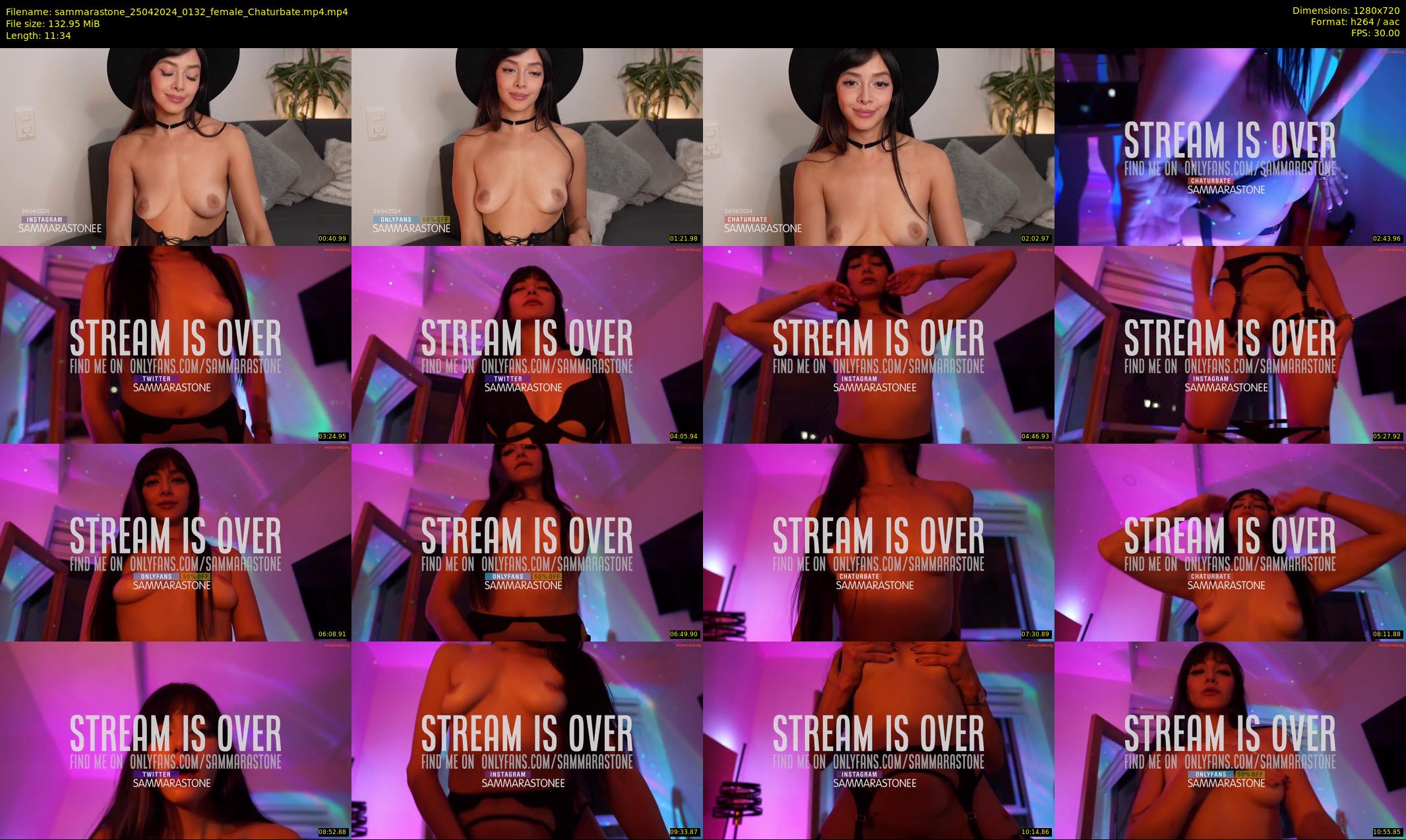 sammarastone — 12 minute Chaturbate female cam show recording, 720p, Apr 25, 2024
