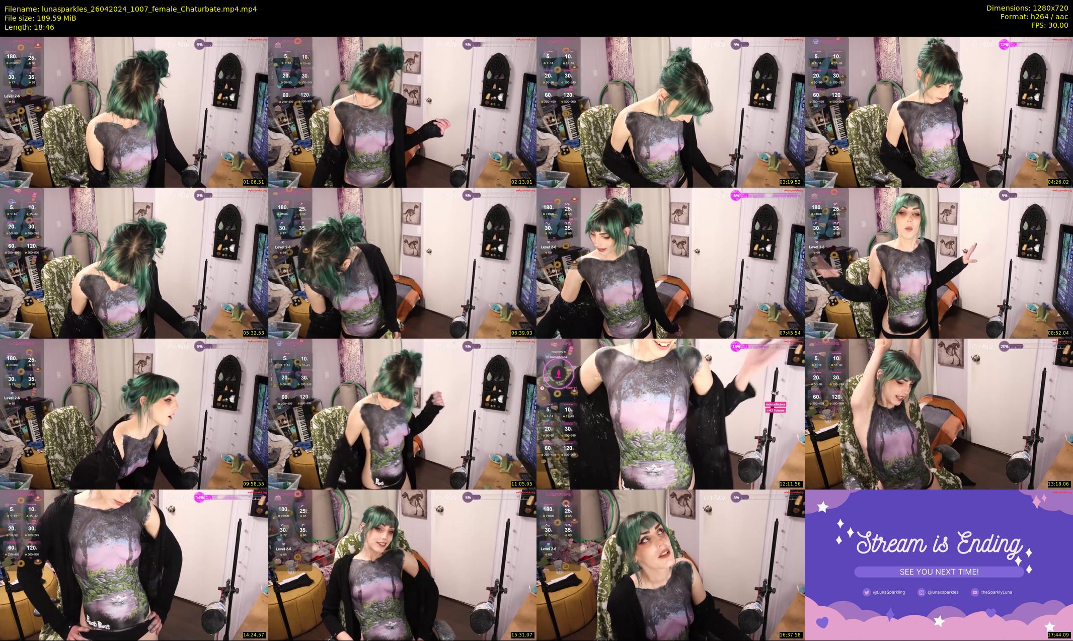 lunasparkles — 19 minute Chaturbate female cam show recording, 720p, Apr 26, 2024