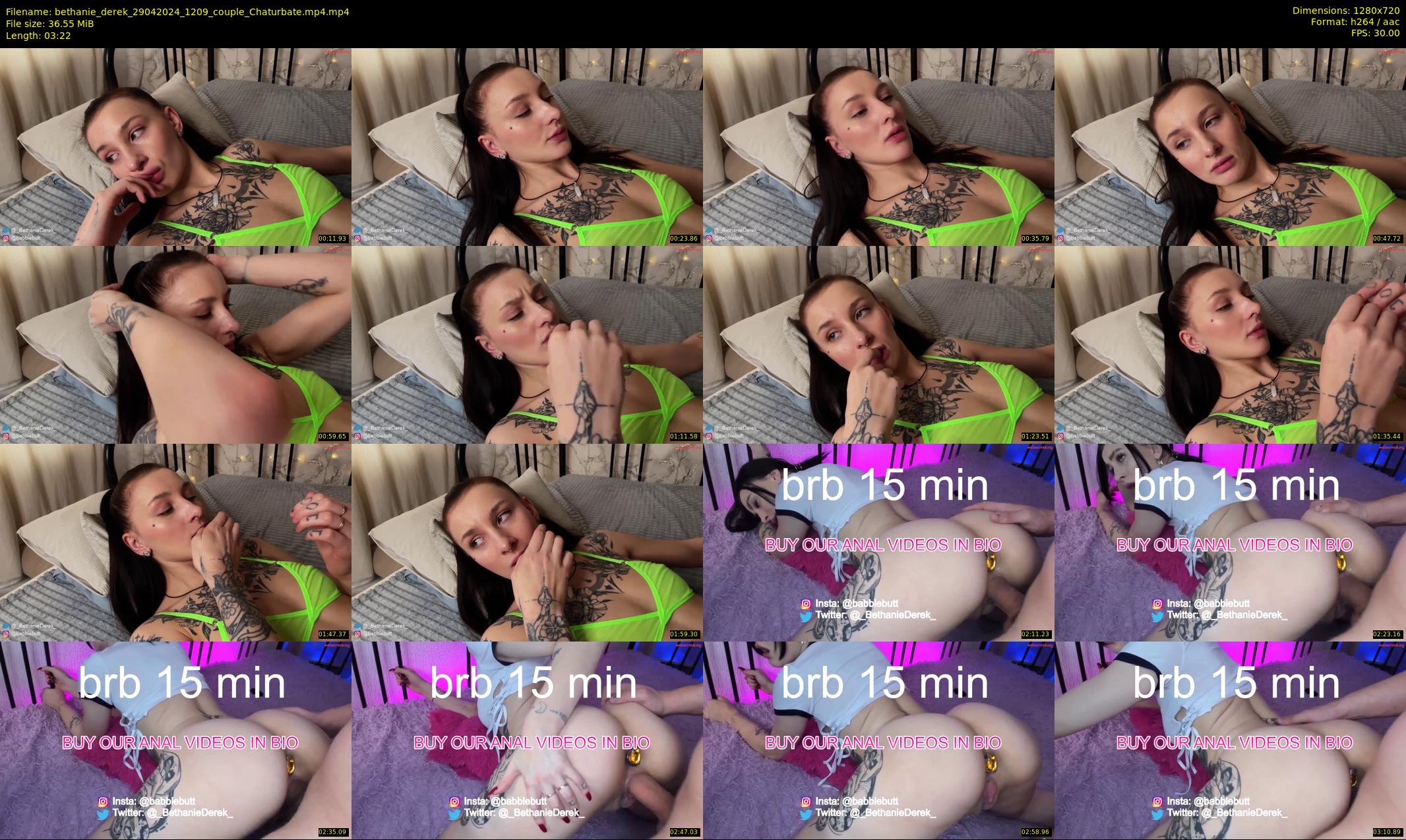 bethanie_derek — 4 minute Chaturbate couple cam show recording, 720p, Apr 29, 2024