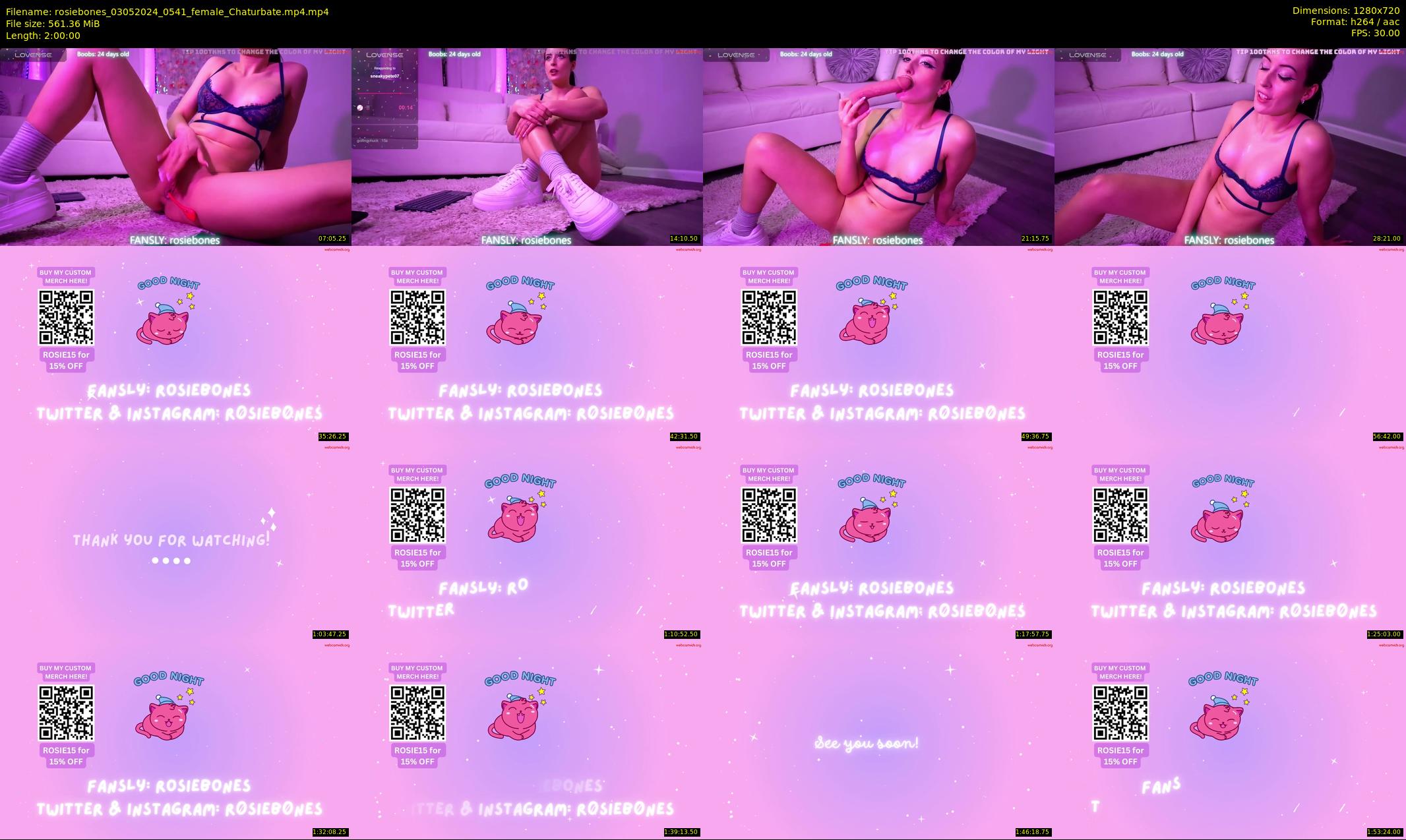 rosiebones — 120 minute Chaturbate female cam show recording, 720p, May 3, 2024