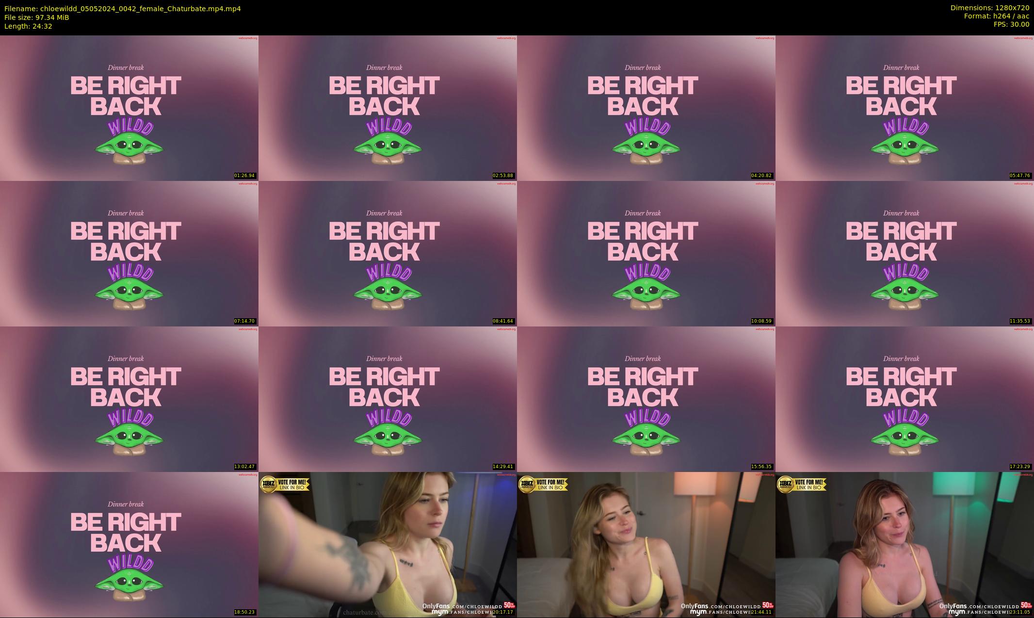 chloewildd — 25 minute Chaturbate female cam show recording, 720p, May 5, 2024