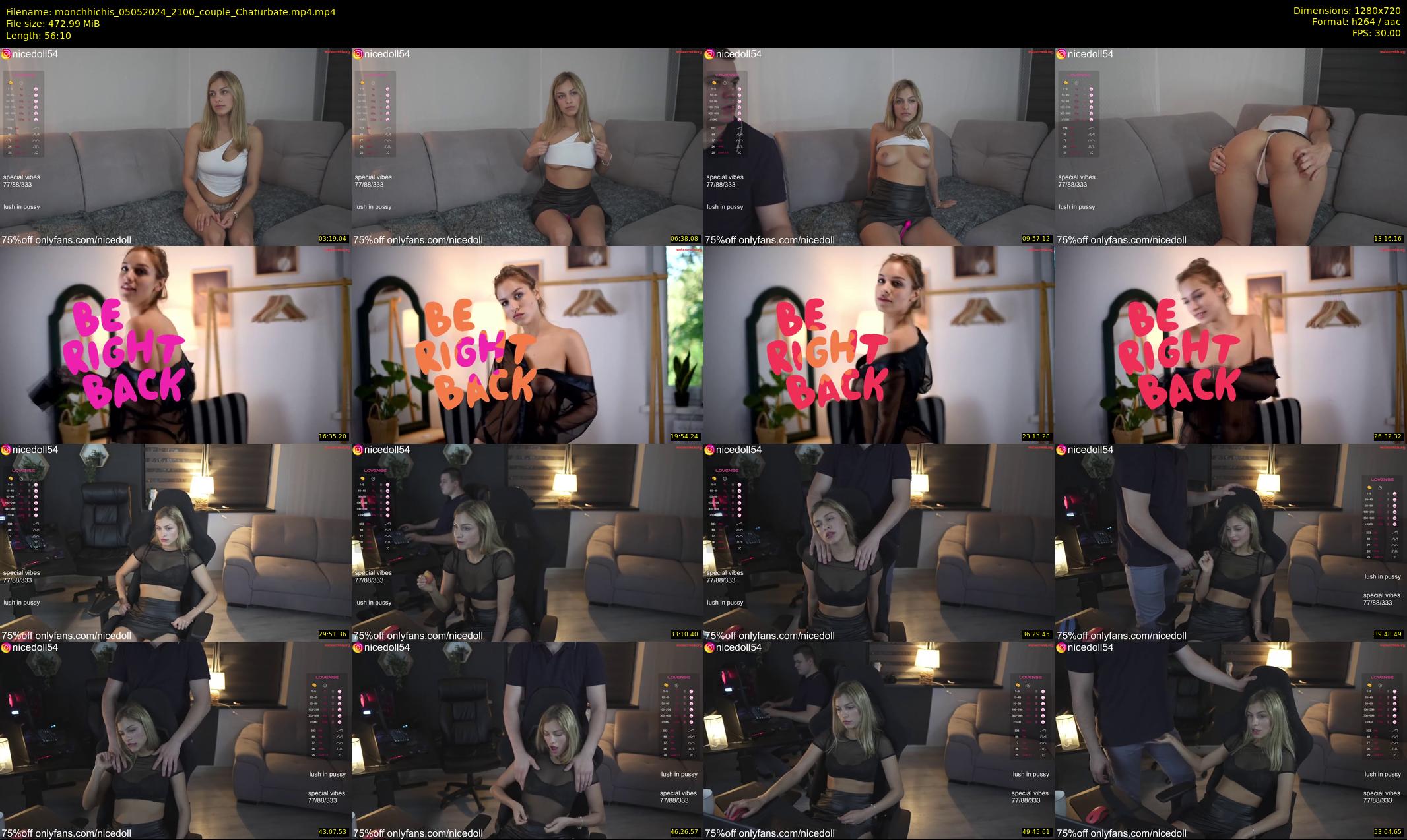 monchhichis — 57 minute Chaturbate couple cam show recording, 720p, May 5, 2024