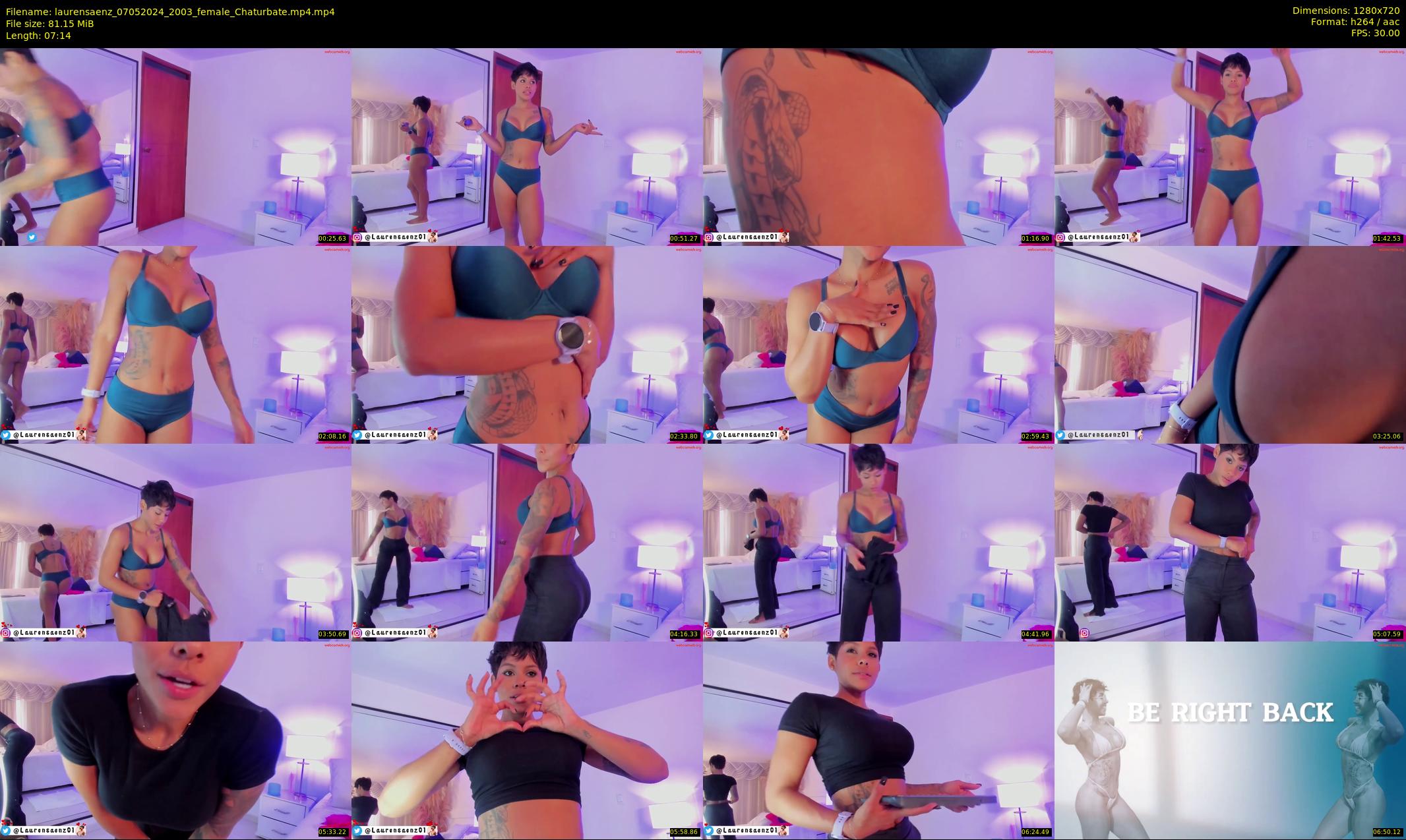 laurensaenz — 8 minute Chaturbate female cam show recording, 720p, May 7, 2024