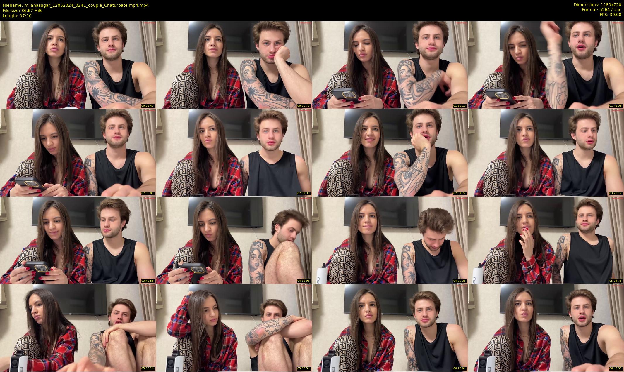 milanasugar — 8 minute Chaturbate couple cam show recording, 720p, May 12, 2024