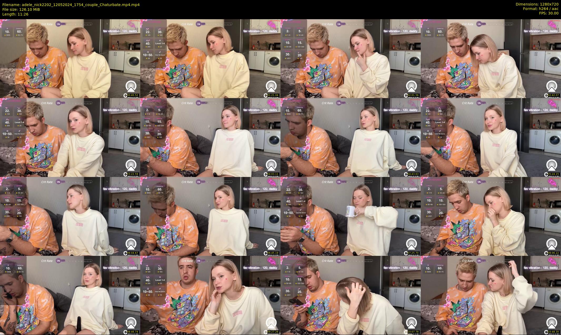 adele_nick2202 — 12 minute Chaturbate couple cam show recording, 720p, May 12, 2024