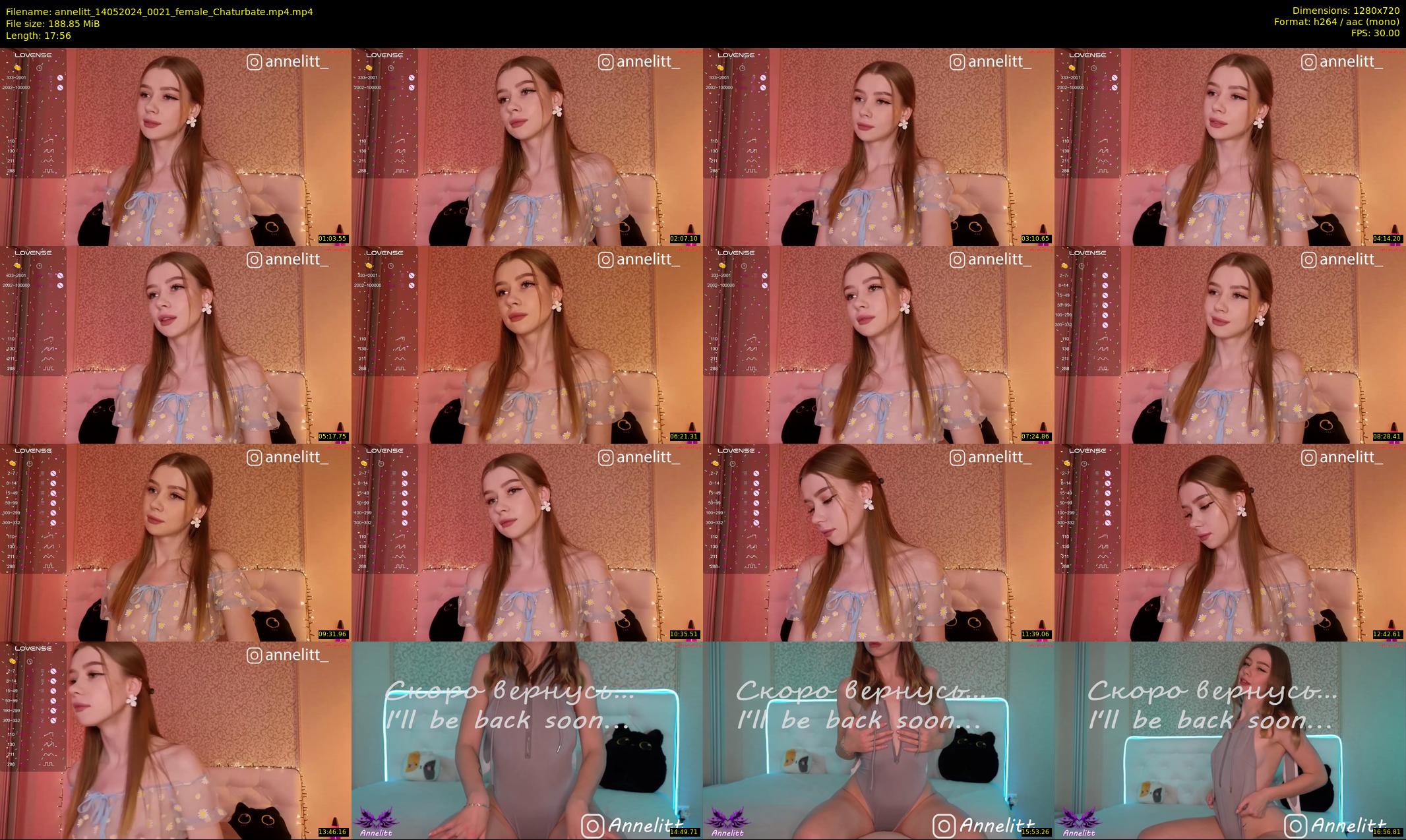 annelitt — 18 minute Chaturbate female cam show recording, 720p, May 14, 2024