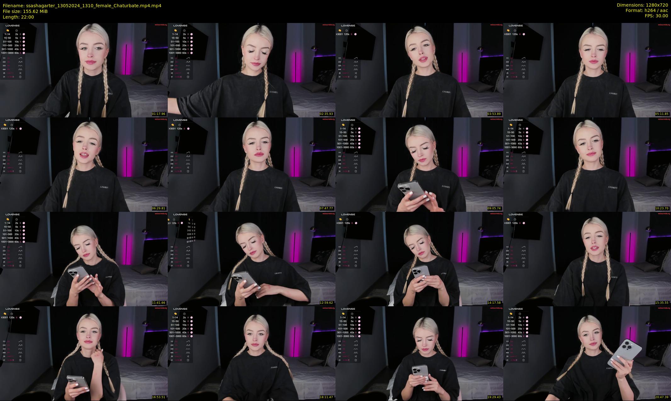 ssashagarter — 22 minute Chaturbate female cam show recording, 720p, May 13, 2024