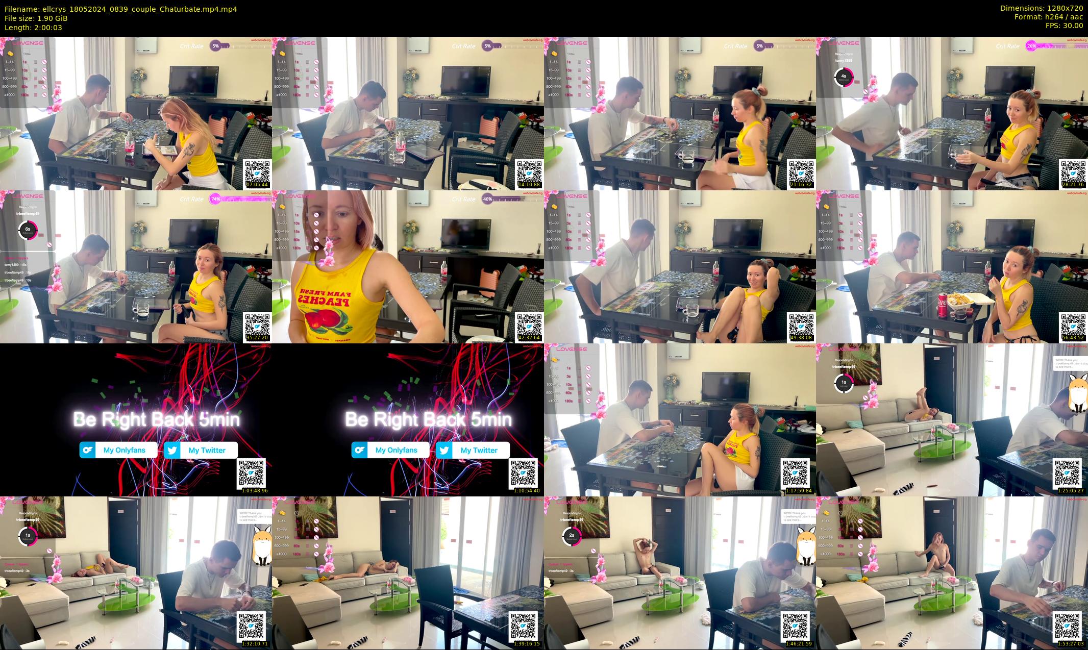 ellcrys — 121 minute Chaturbate couple cam show recording, 720p, May 18, 2024