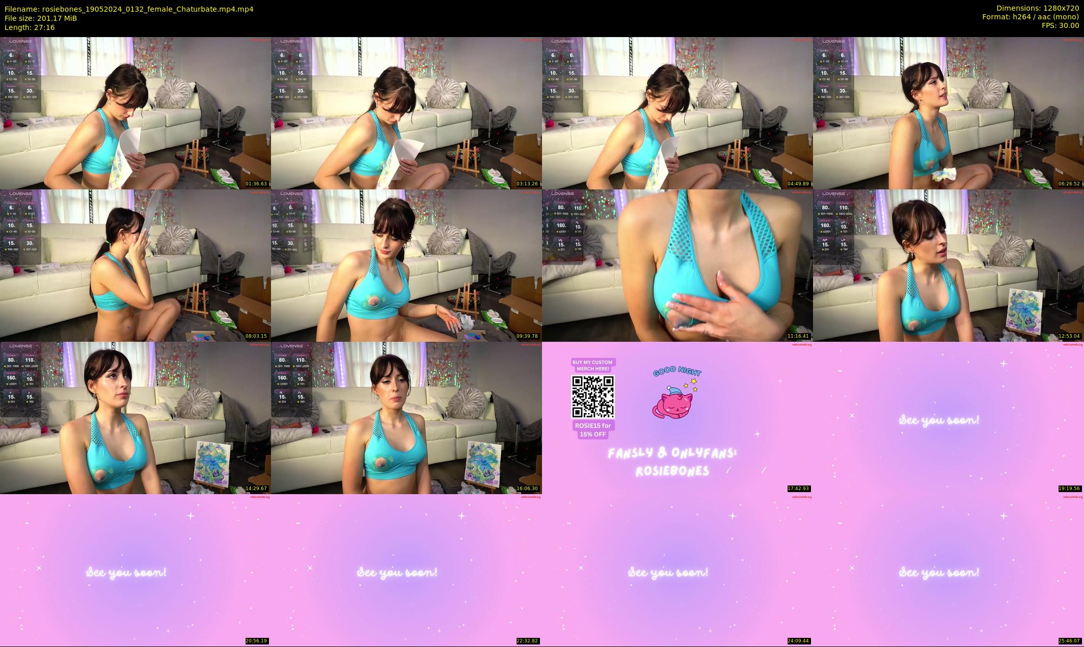 rosiebones — 28 minute Chaturbate female cam show recording, 720p, May 19, 2024