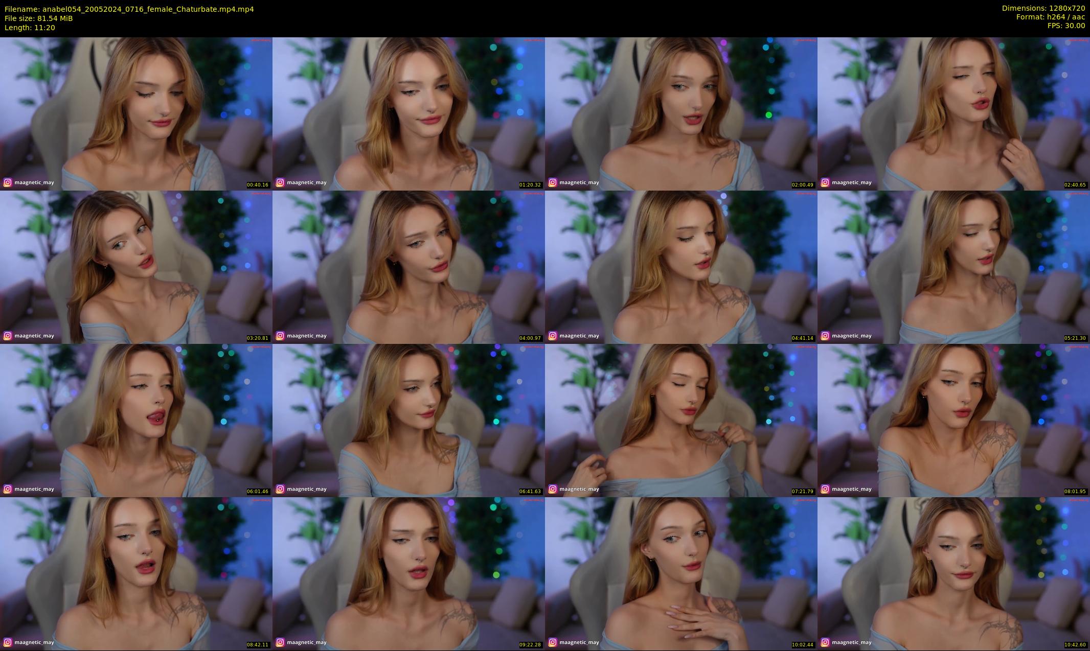 anabel054 — 12 minute Chaturbate female cam show recording, 720p, May 20, 2024