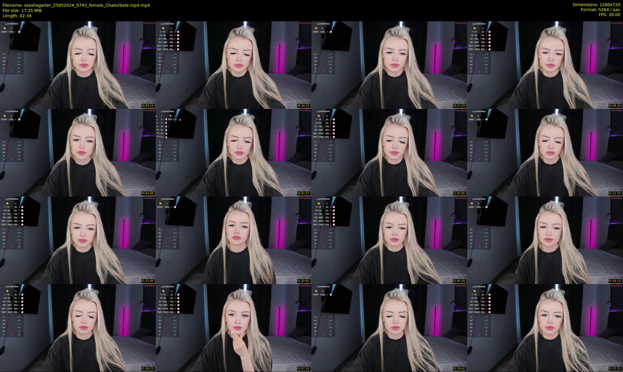 ssashagarter — 3 minute Chaturbate female cam show recording, 720p, May 25, 2024