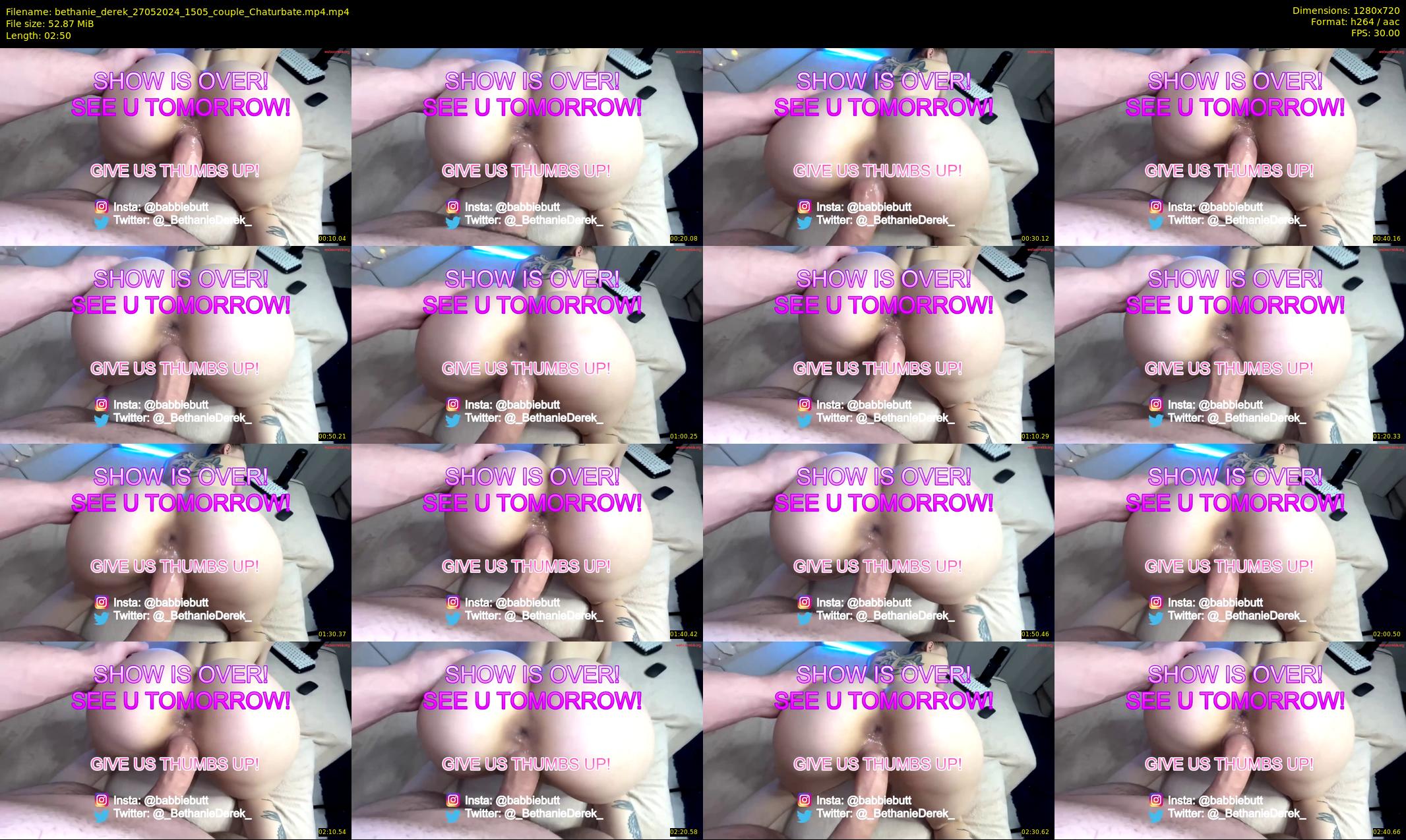 bethanie_derek — 3 minute Chaturbate couple cam show recording, 720p, May 27, 2024