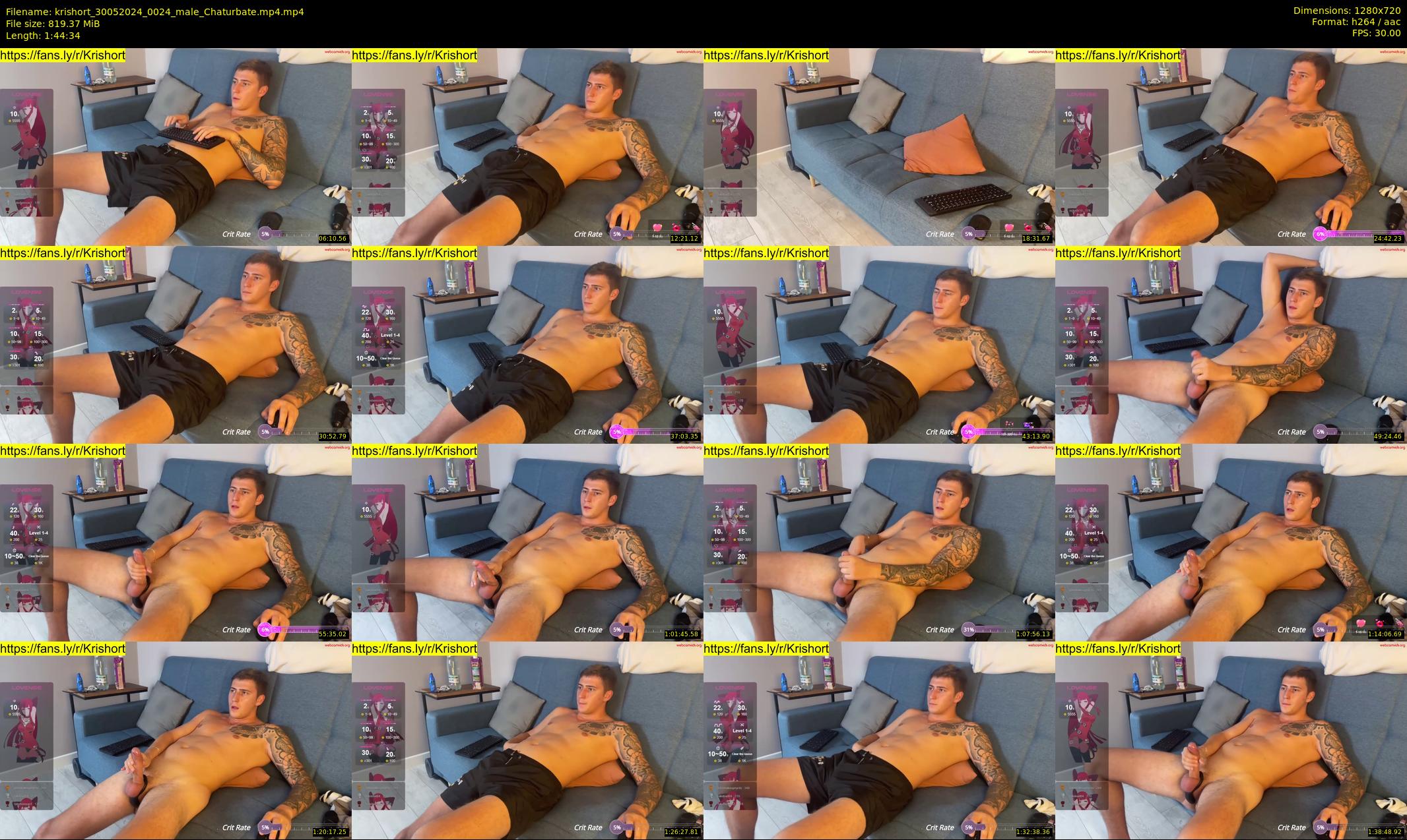 krishort — 105 minute Chaturbate male cam show recording, 720p, May 30, 2024
