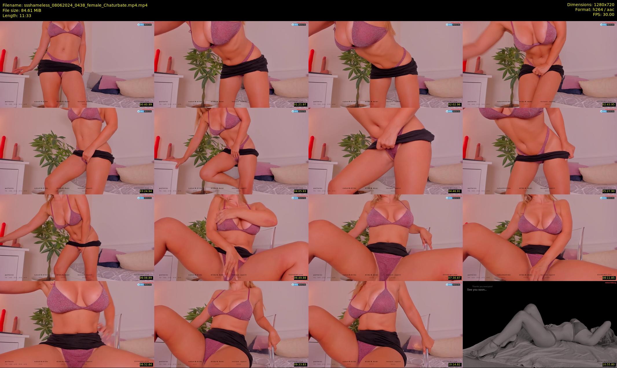 ssshameless — 12 minute Chaturbate female cam show recording, 720p, Jun 8, 2024