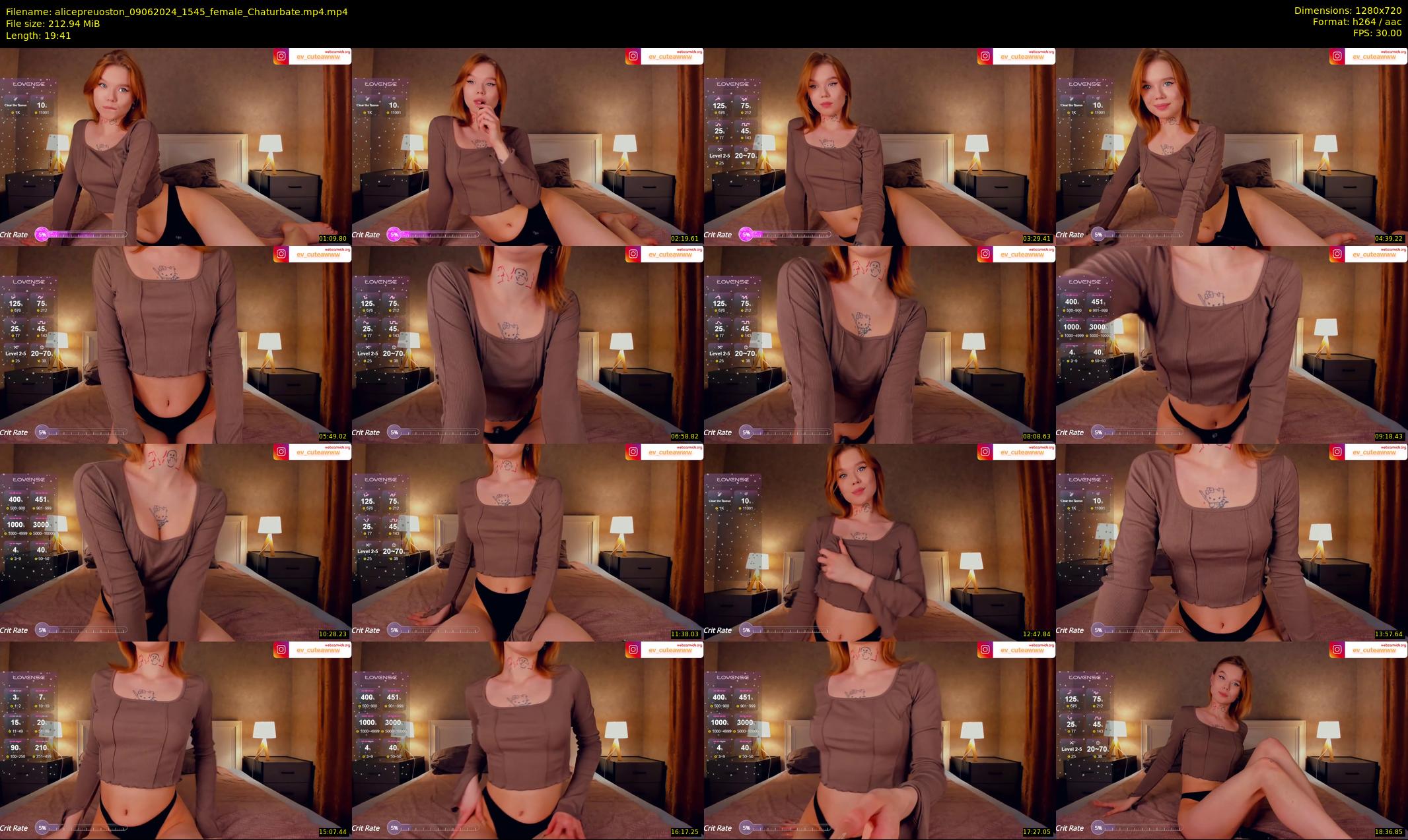 alicepreuoston — 20 minute Chaturbate female cam show recording, 720p, Jun 9, 2024