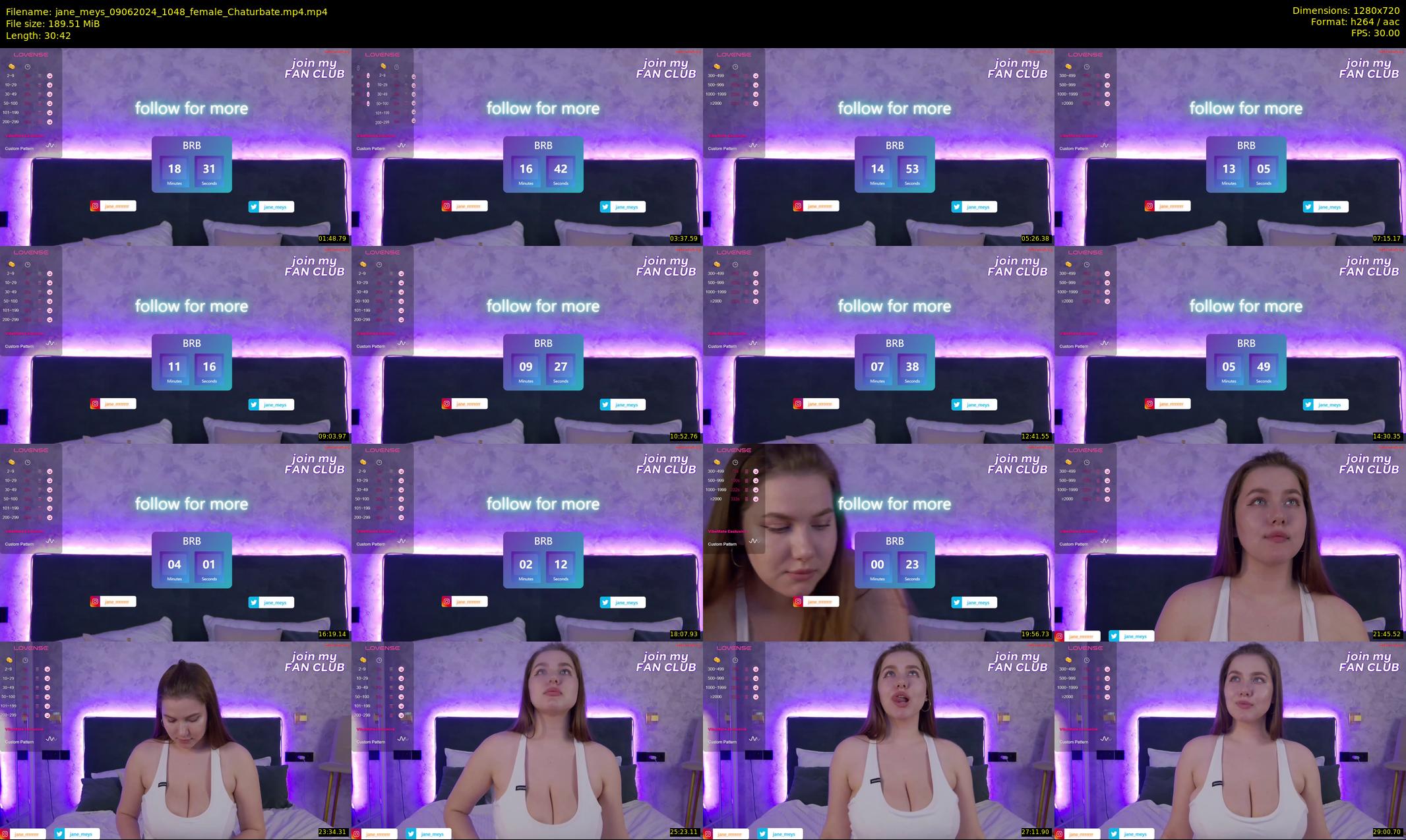 jane_meys — 31 minute Chaturbate female cam show recording, 720p, Jun 9, 2024