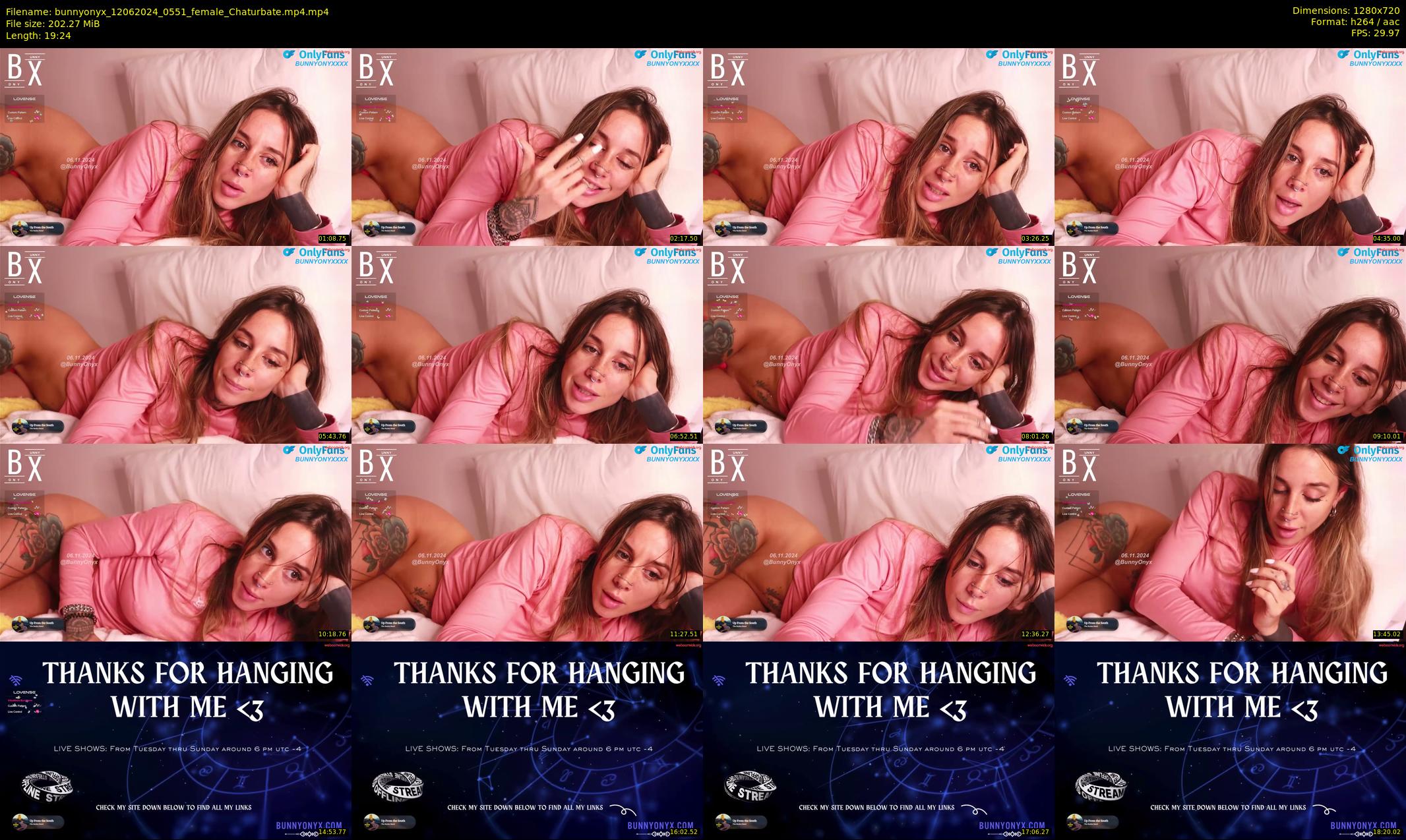 bunnyonyx — 20 minute Chaturbate female cam show recording, 720p, Jun 12, 2024