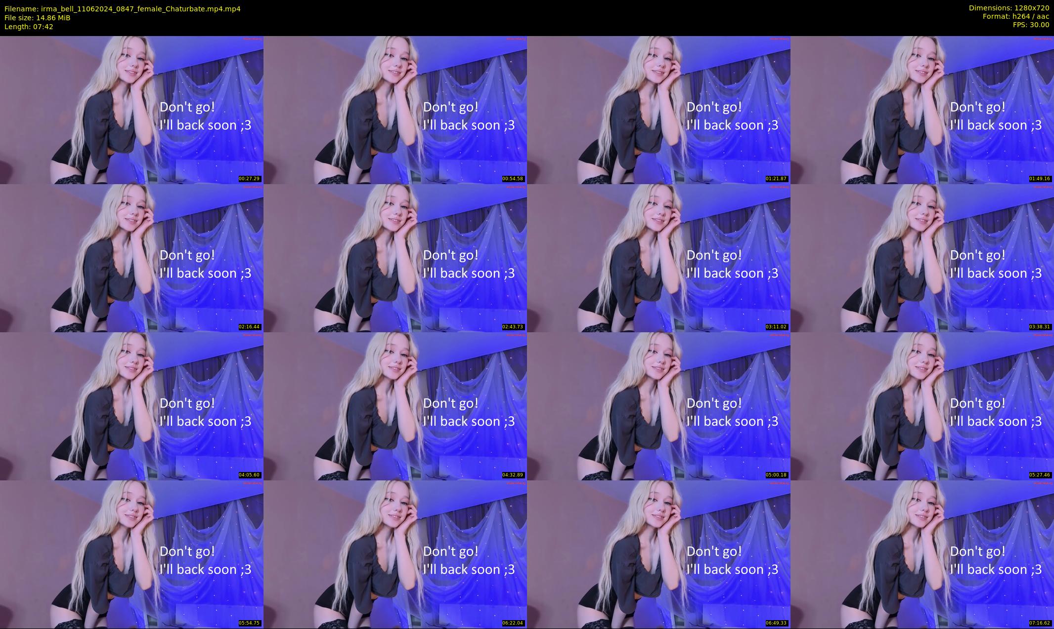 irma_bell — 8 minute Chaturbate female cam show recording, 720p, Jun 11, 2024
