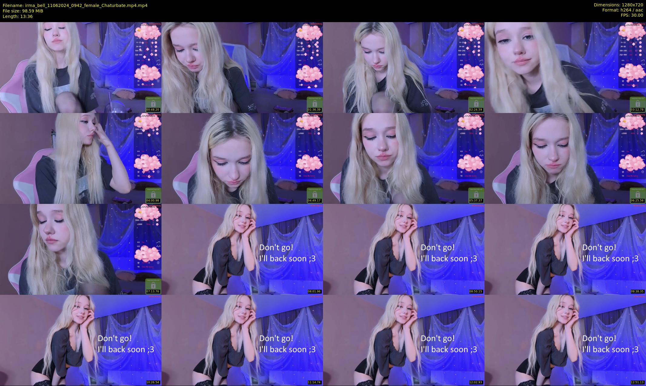 irma_bell — 14 minute Chaturbate female cam show recording, 720p, Jun 11, 2024