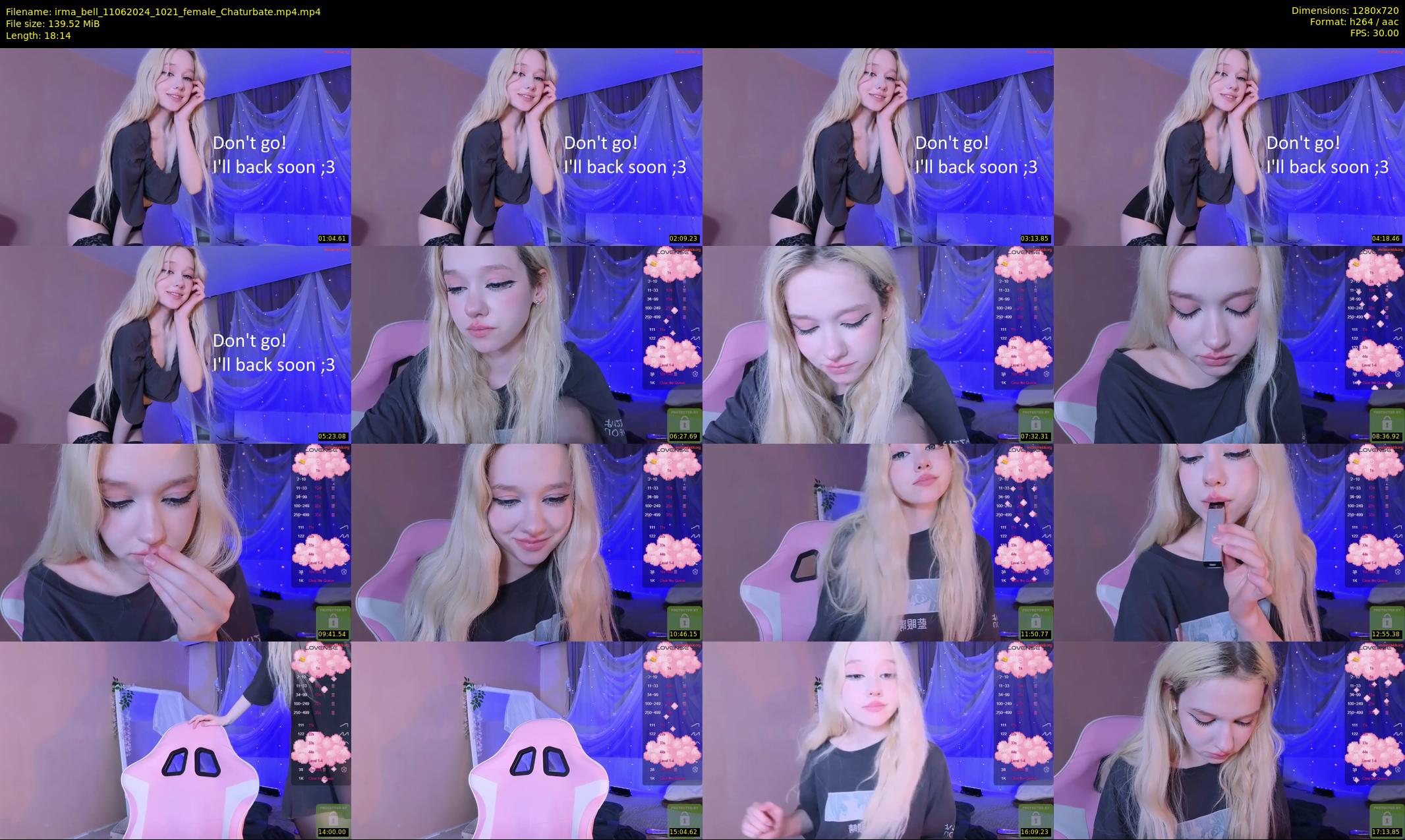 irma_bell — 19 minute Chaturbate female cam show recording, 720p, Jun 11, 2024